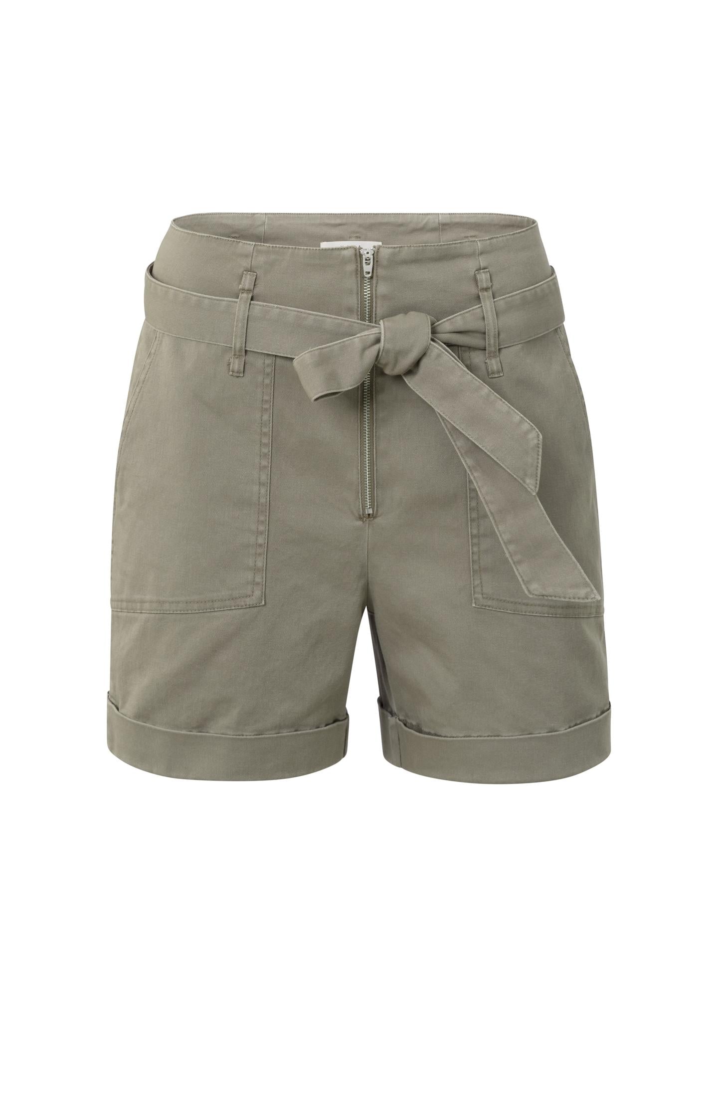 Woven cargo shorts with high waist, pockets and bow accent - Type: product