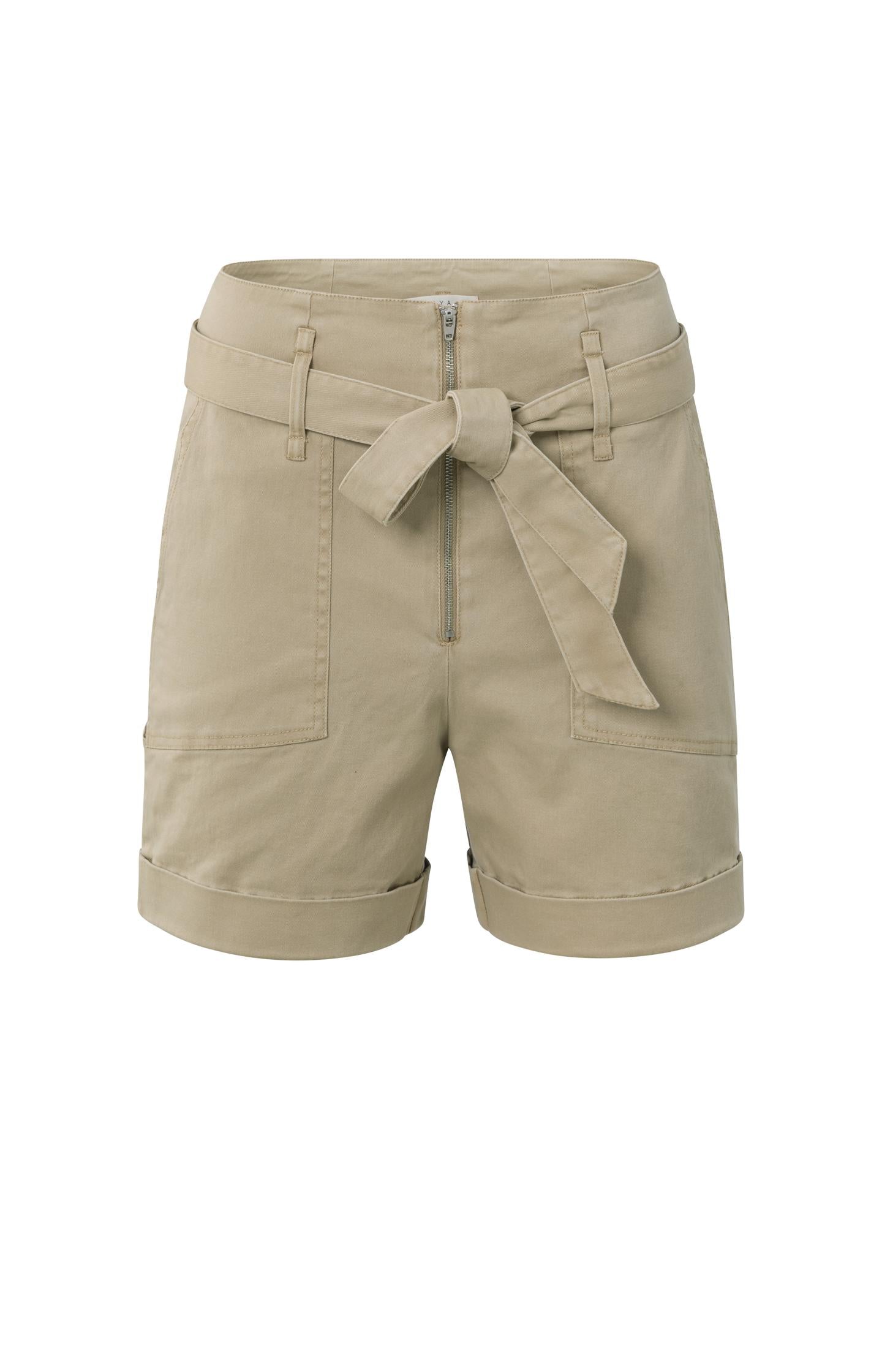 Woven cargo shorts with high waist, pockets and bow accent - Type: product