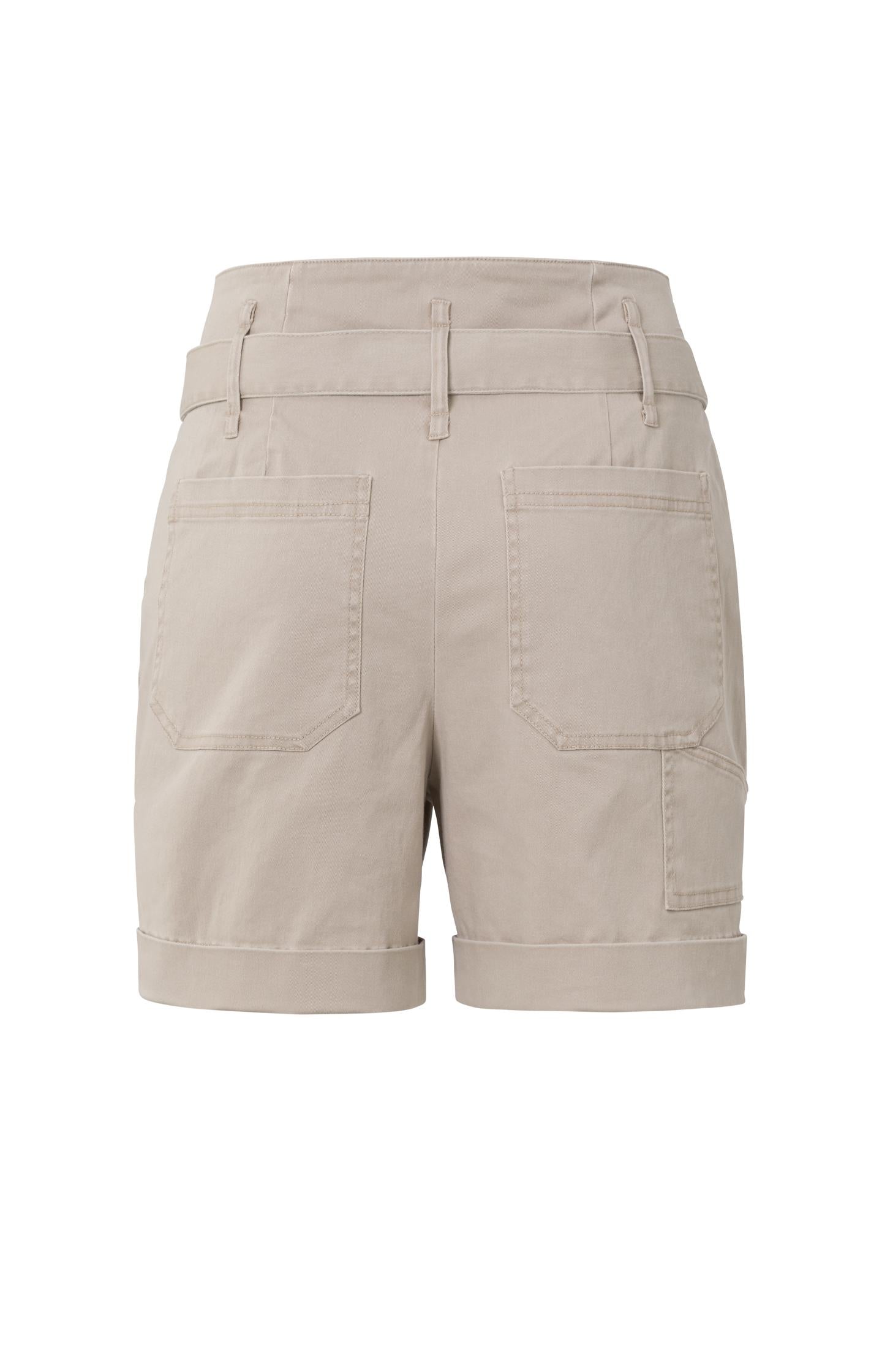 Woven cargo shorts with high waist, pockets and bow accent