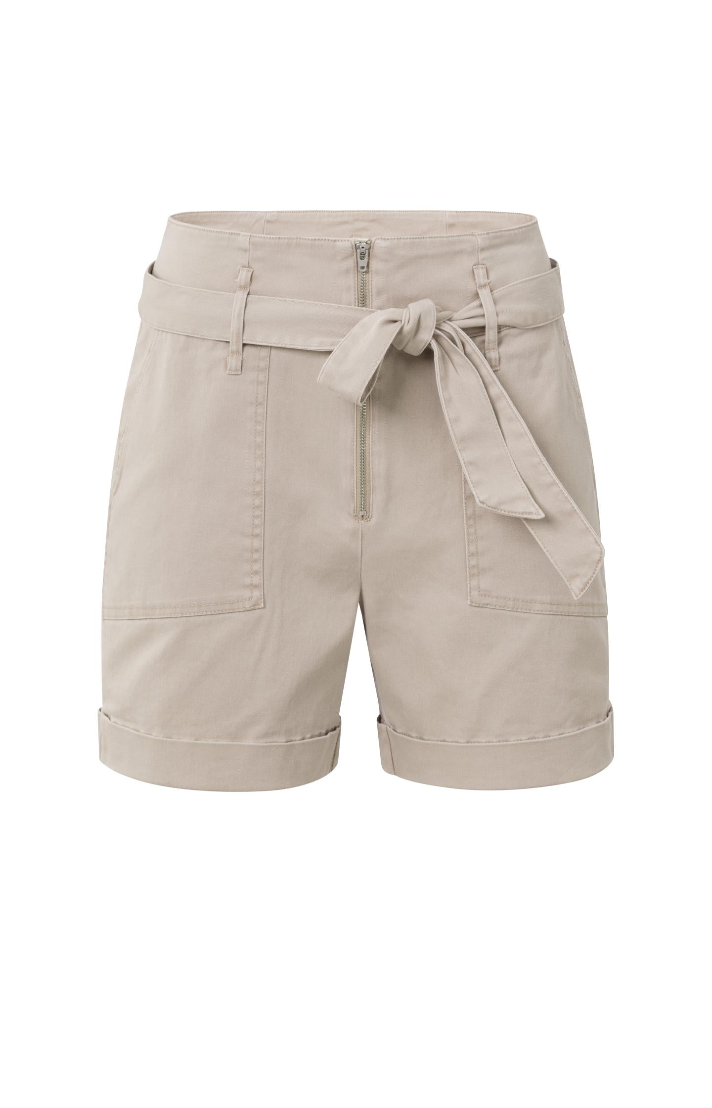 Woven cargo shorts with high waist, pockets and bow accent - Type: product