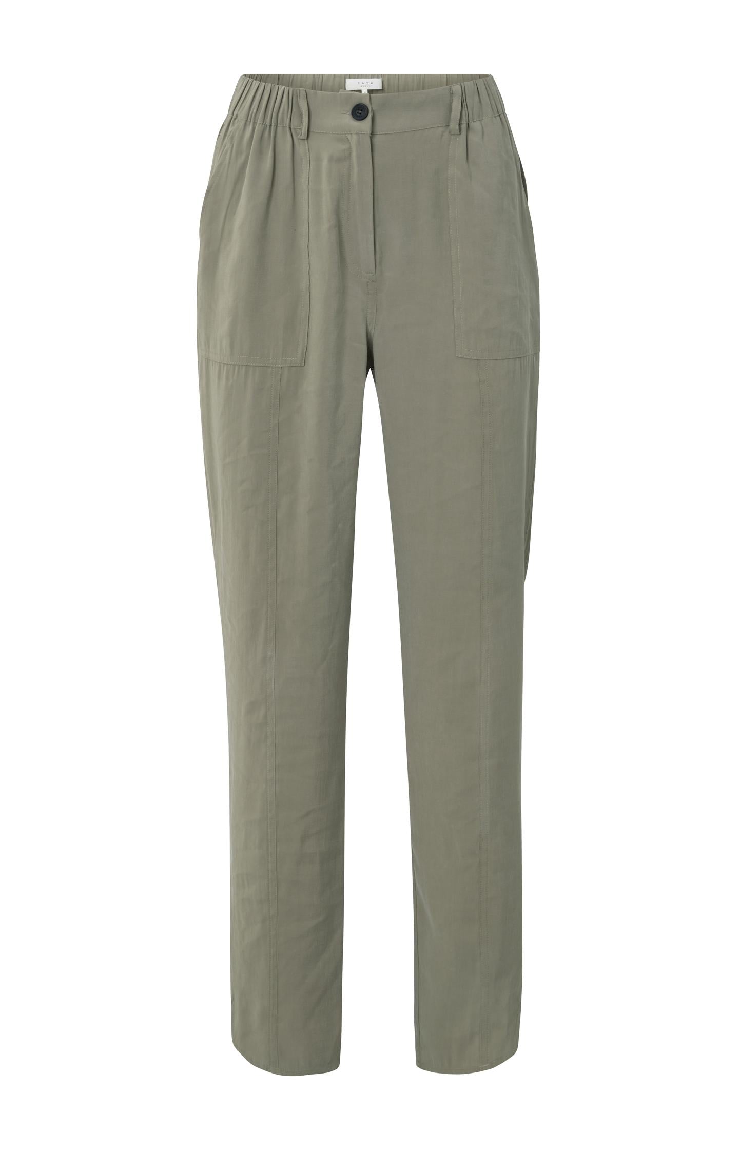 Woven cargo trousers with elastic waist, pockets and slits - Type: product