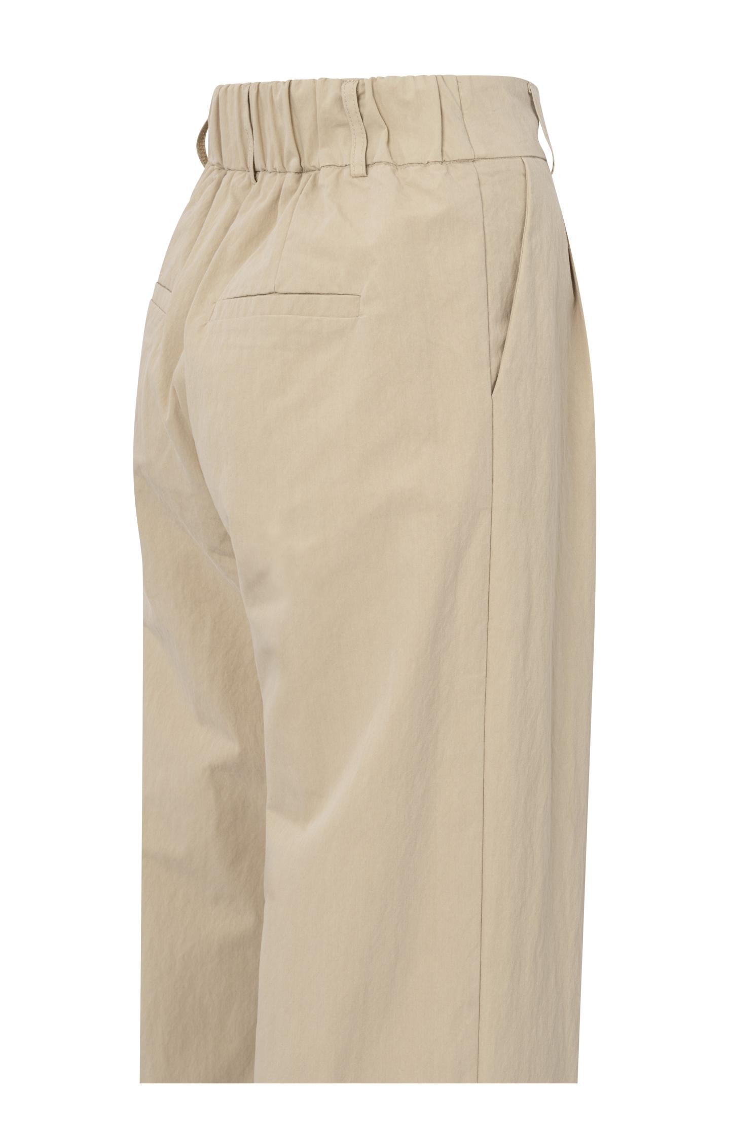 Woven cotton high-waist trousers with oversized fit