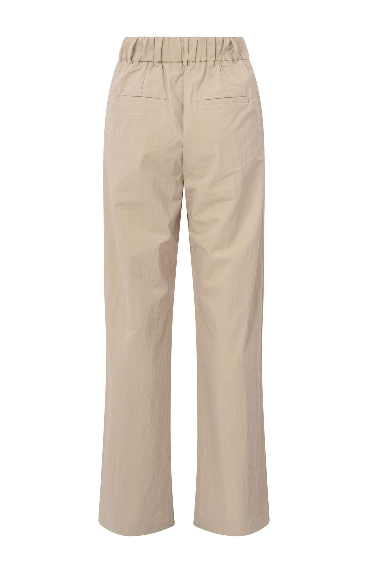 Woven cotton high-waist trousers with oversized fit