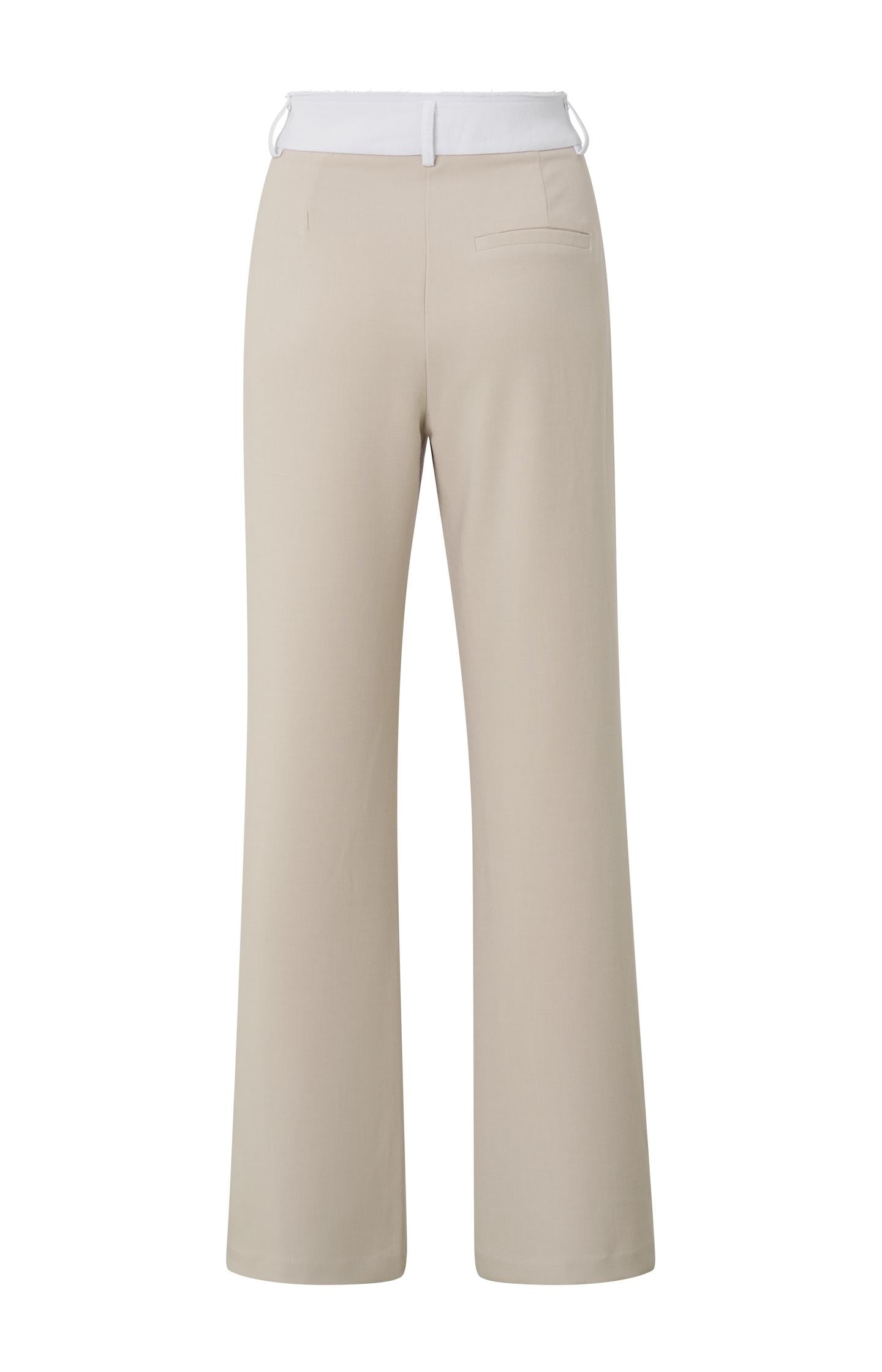 Woven flared trousers with high waist and side pockets