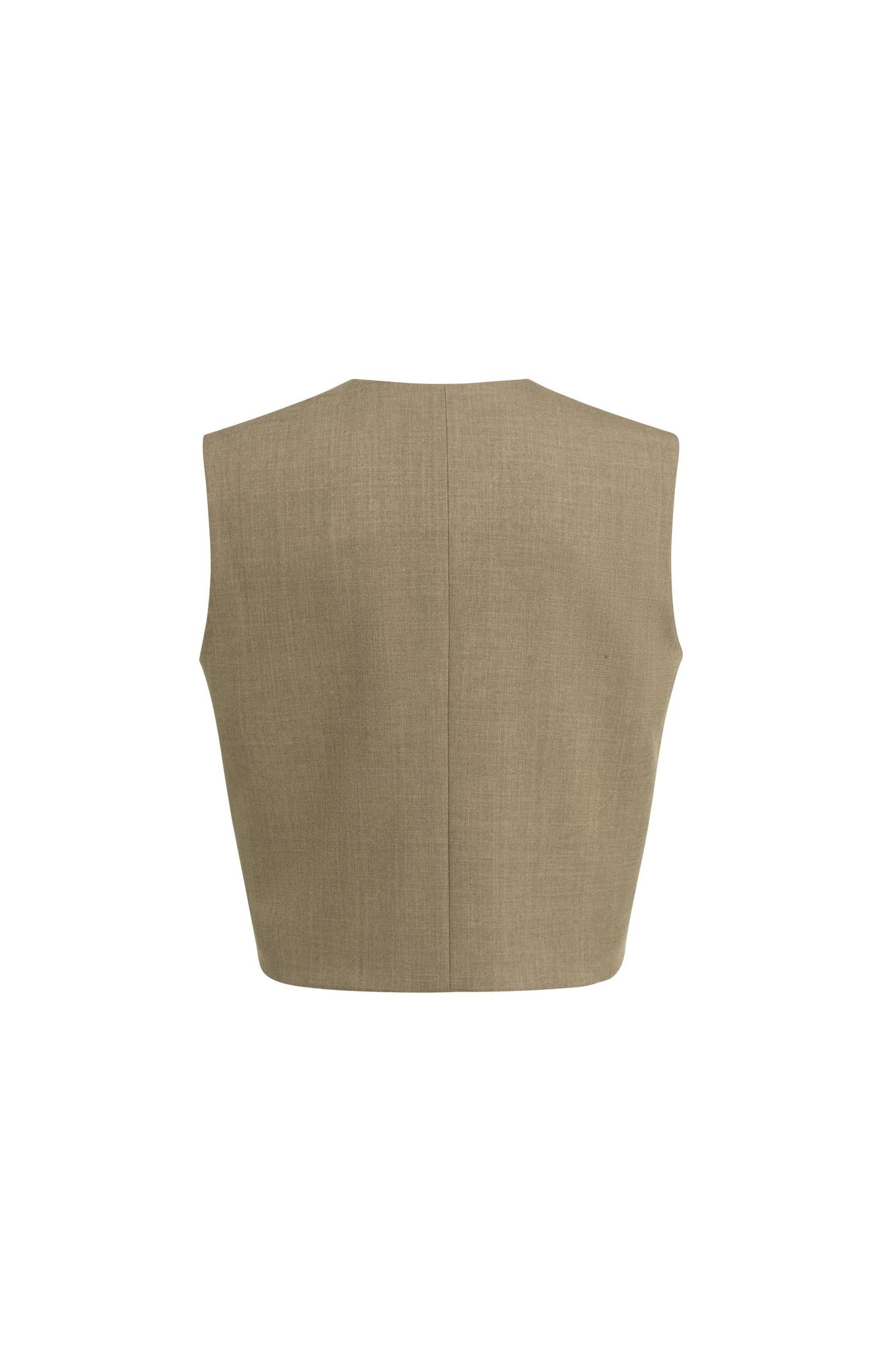 Woven gilet with wrap-over detail and side tie closure