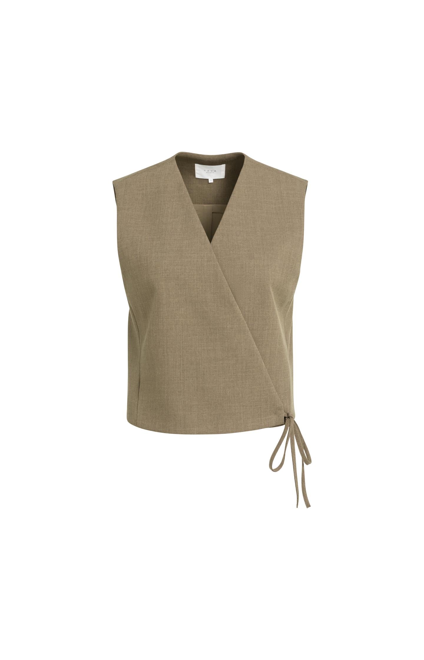 Woven gilet with wrap-over detail and side tie closure