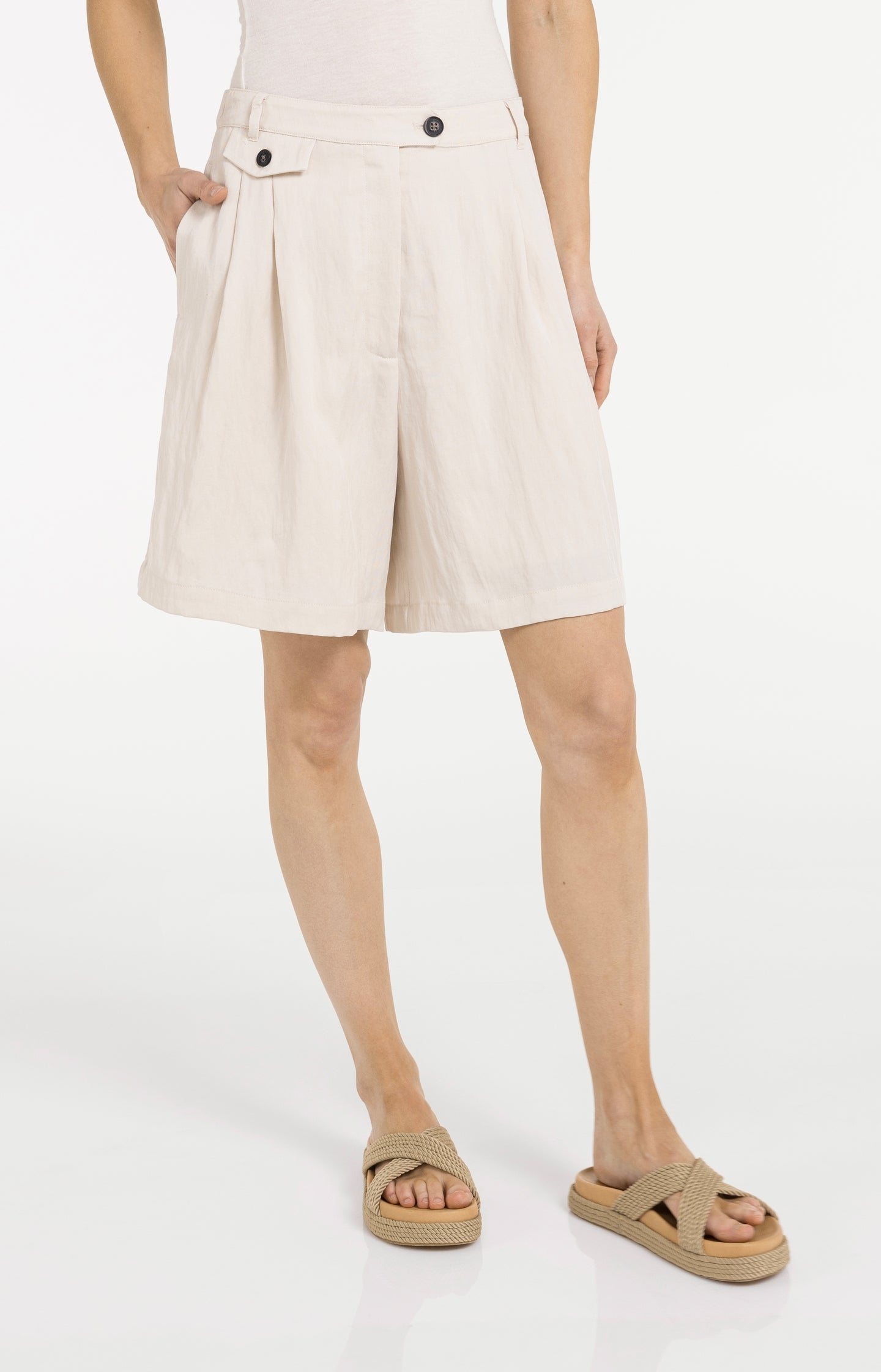Woven longer length bermuda shorts