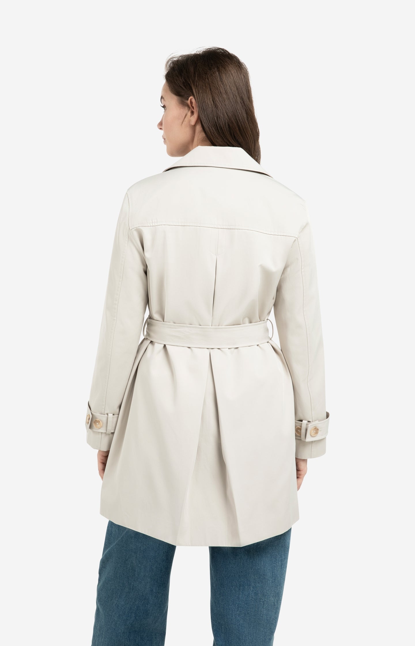 Woven mid-length trenchcoat with belt