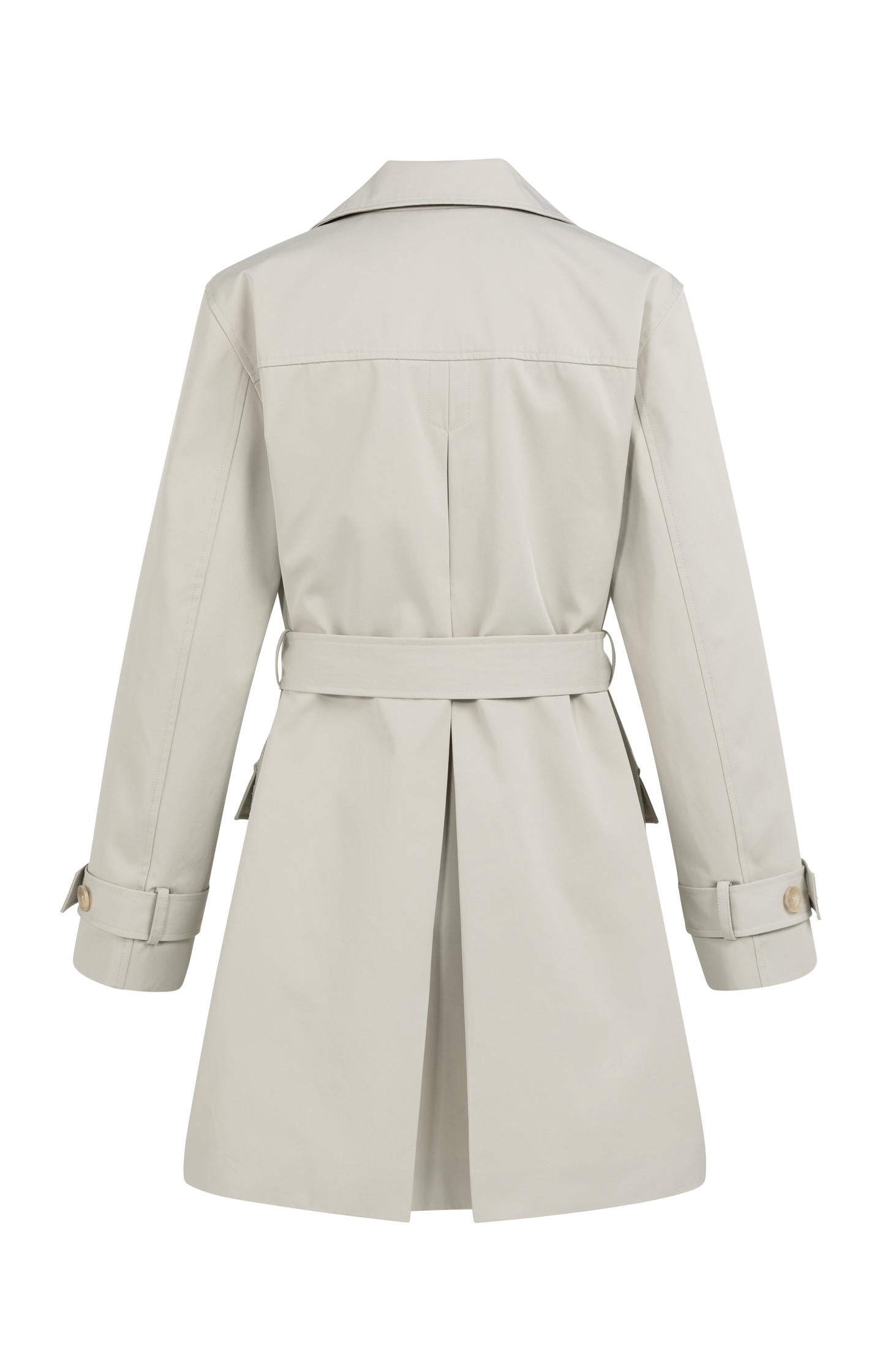 Woven mid-length trenchcoat with belt