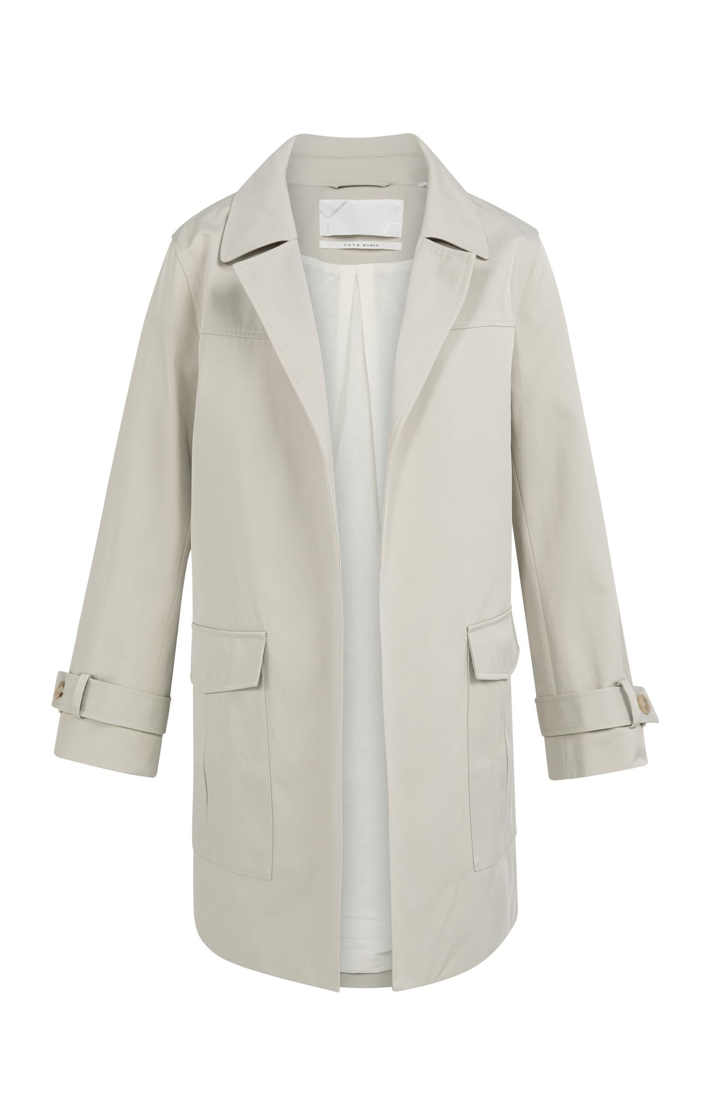 Woven mid-length trenchcoat with belt - Type: product