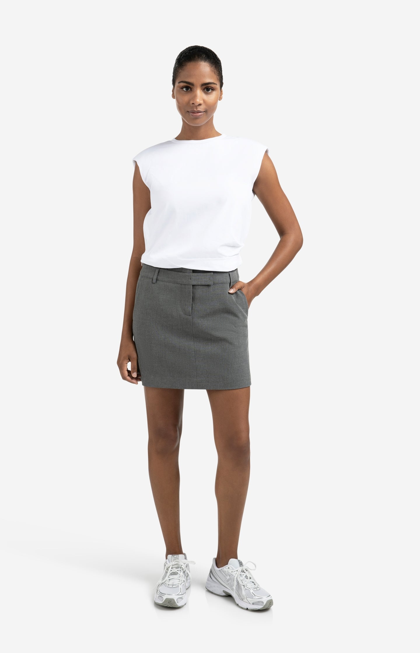 Woven mini skirt with double waistband detail - Type: lookbook