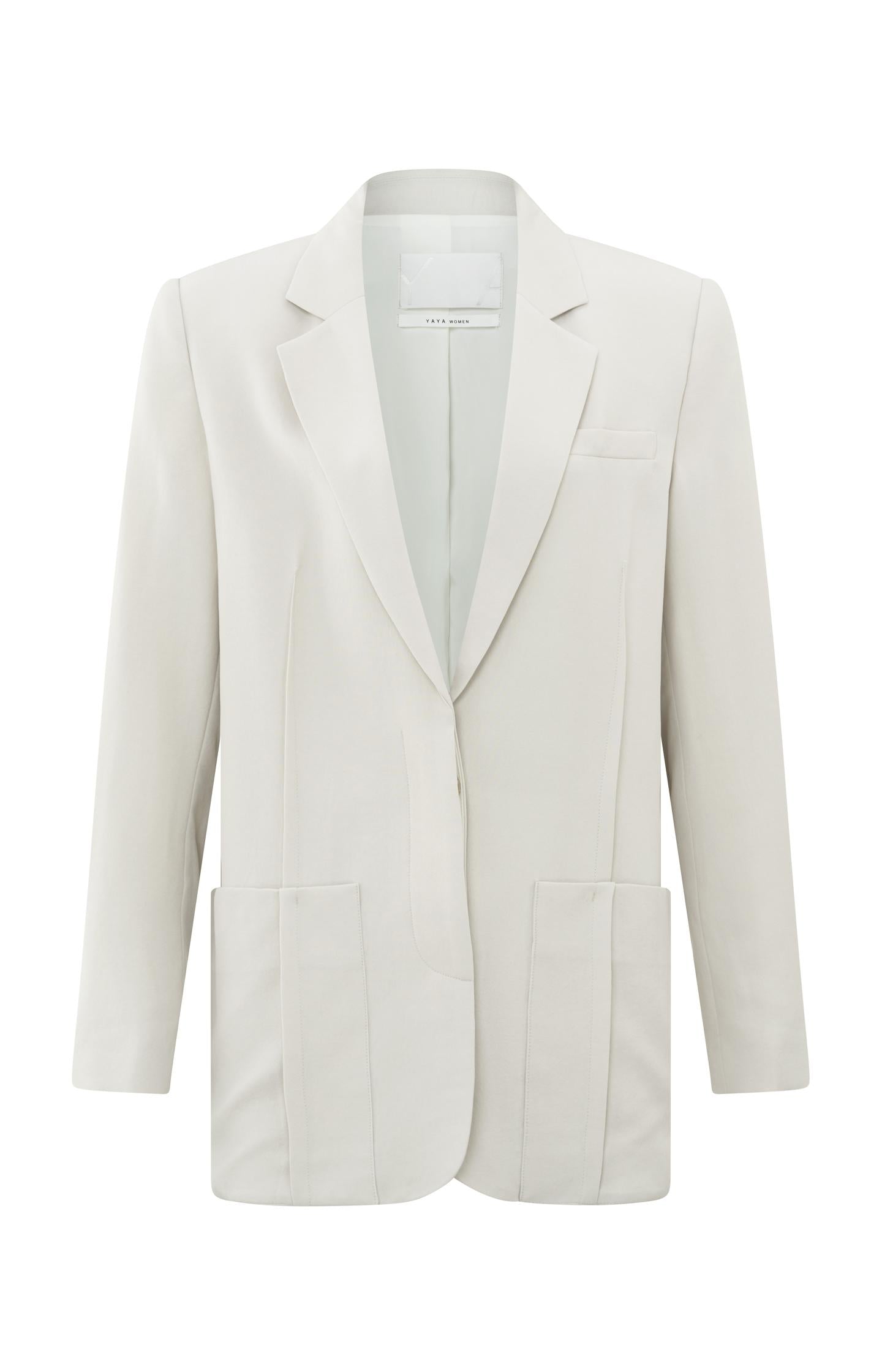 Woven oversized blazer with pockets, buttons and seam detail - Type: product