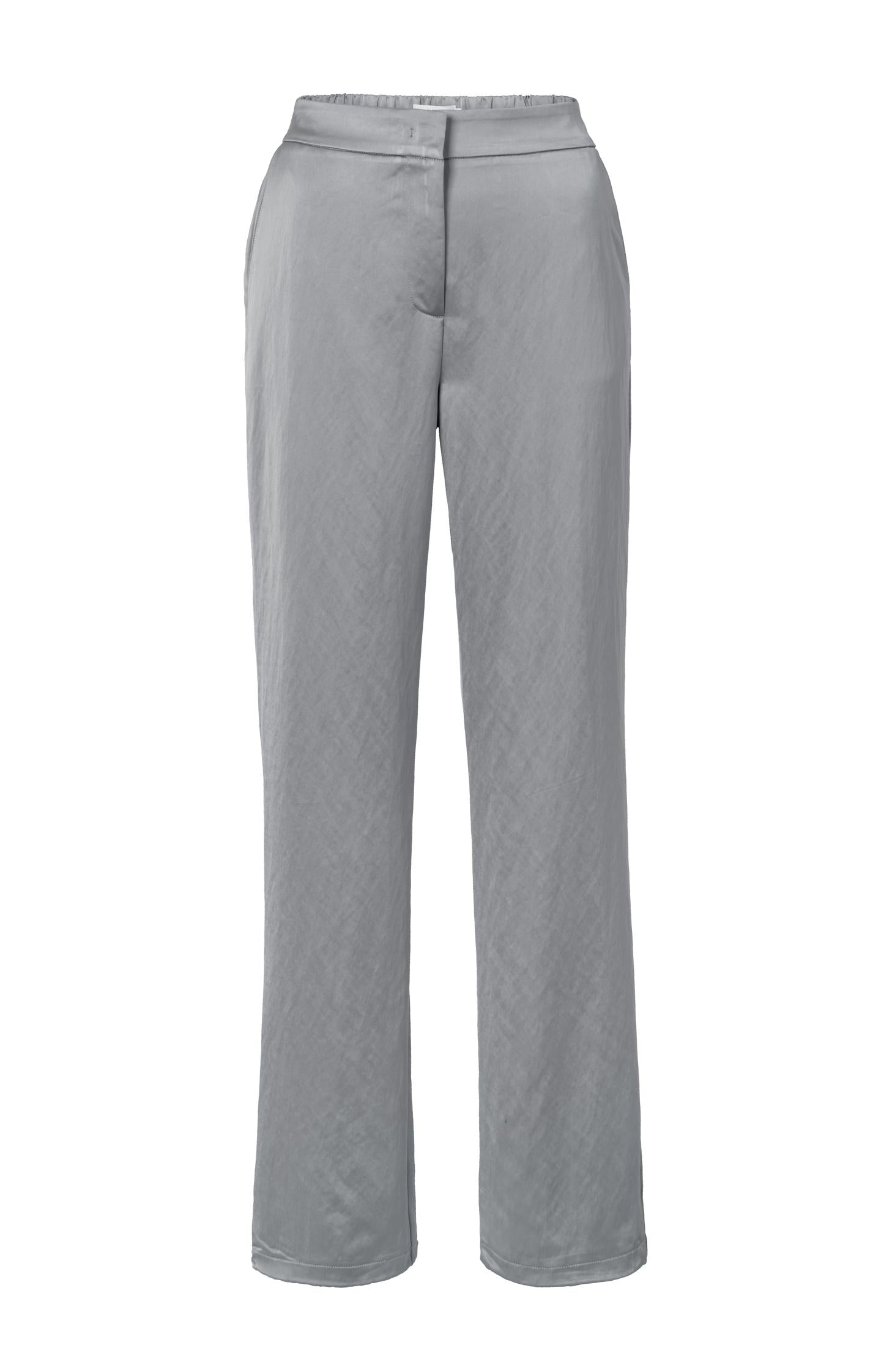 Woven satin trousers with wide legs and pockets - Type: product