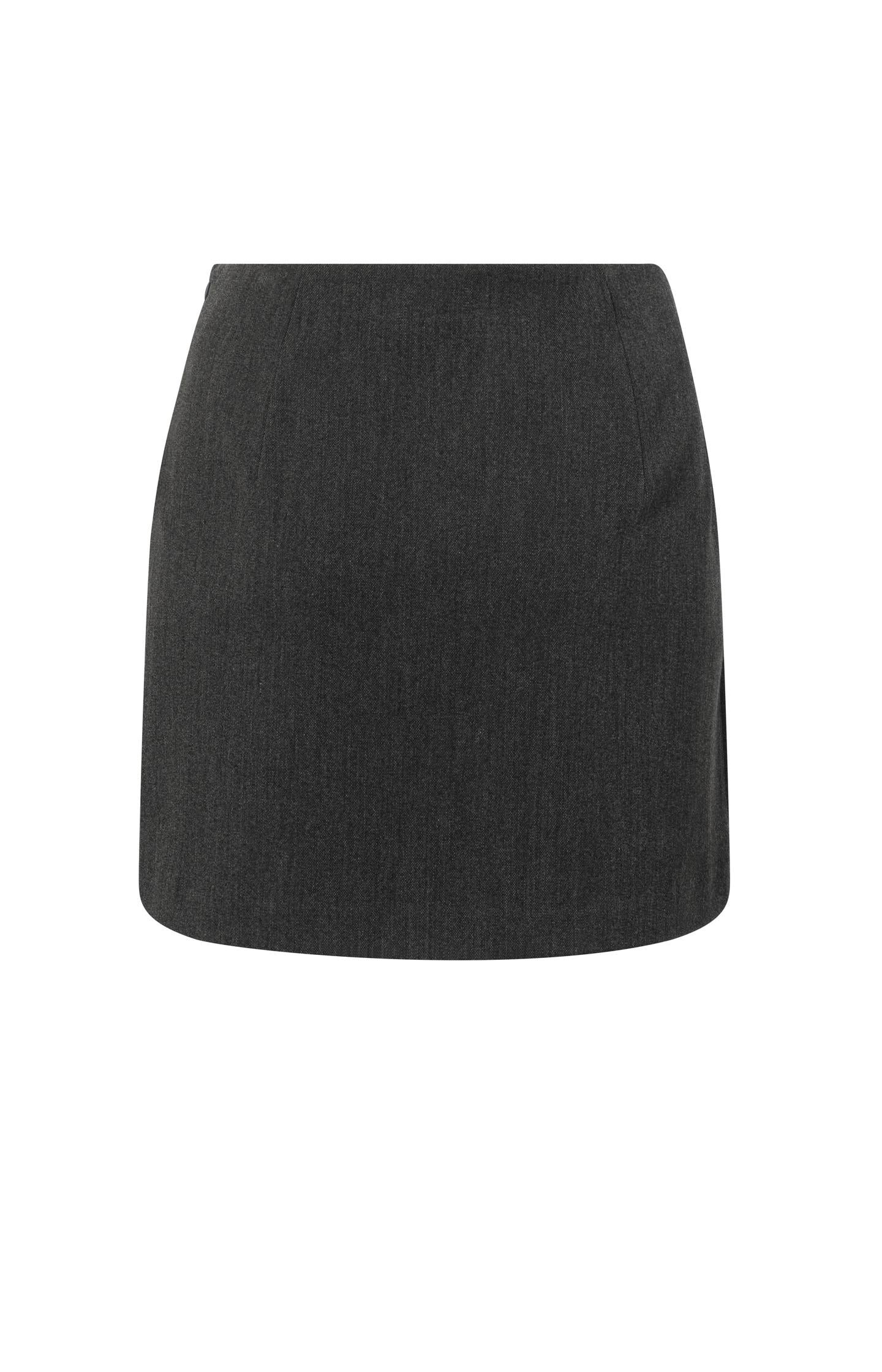 Woven short skirt with subtle wrap design and belt