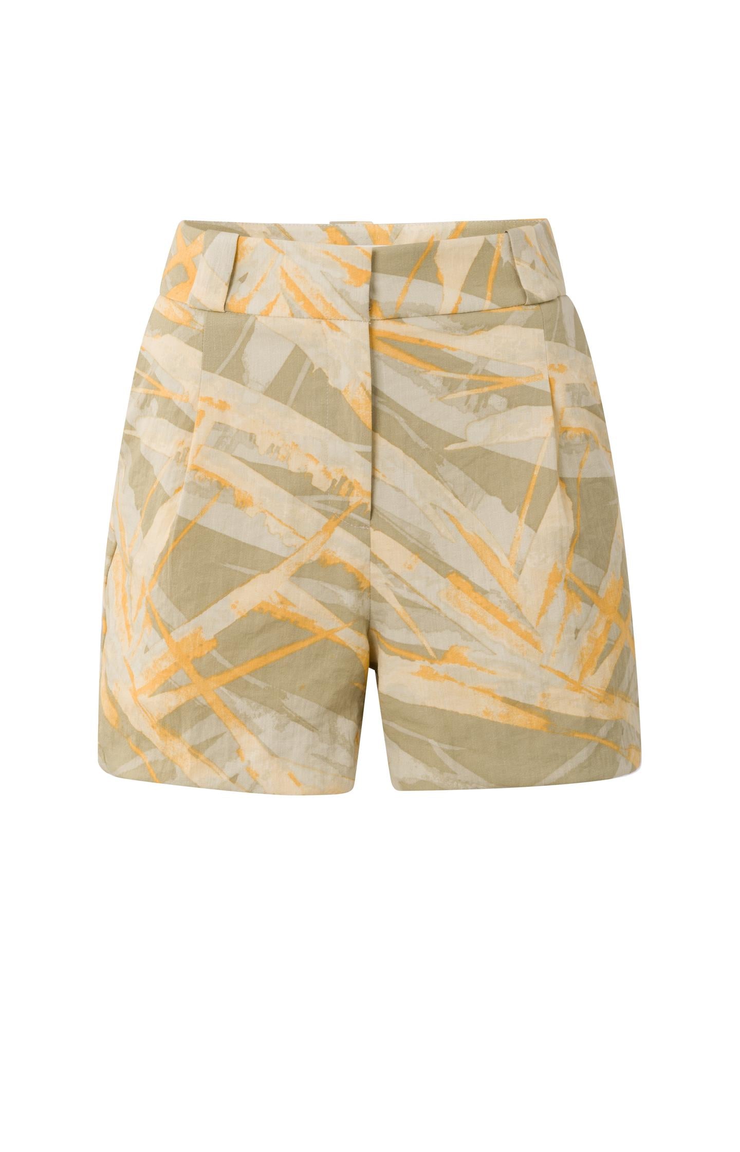 Woven shorts with high waist, pockets, zip fly and print - Type: product