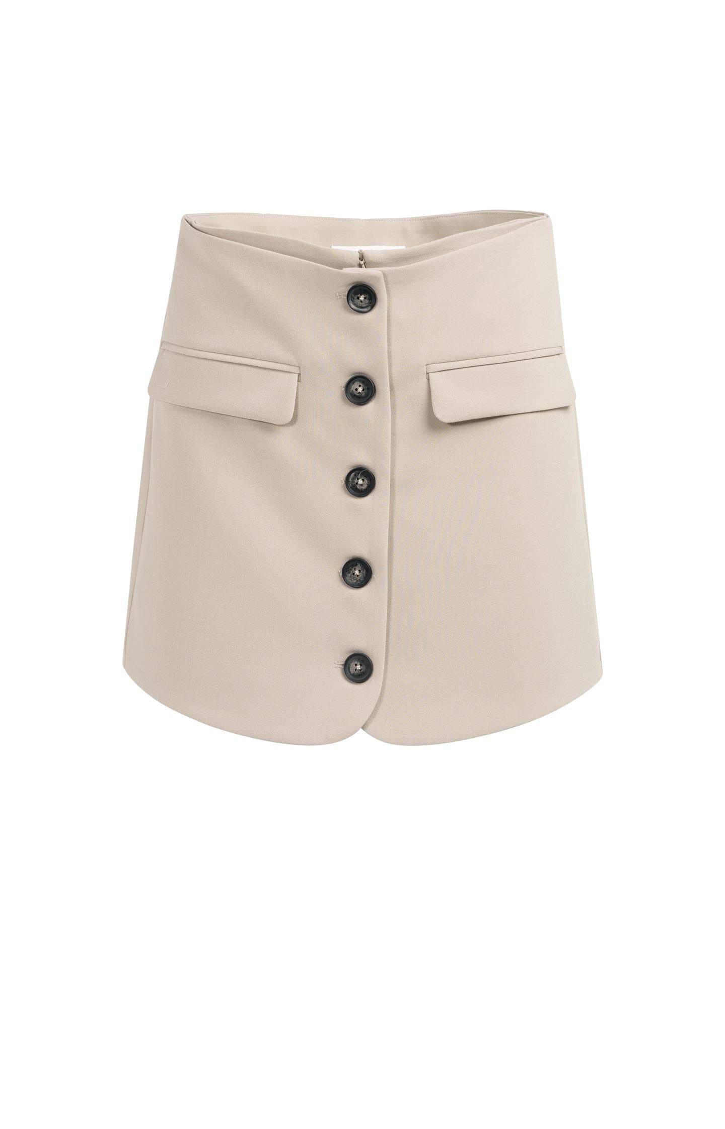 Woven skort with pockets and buttons
