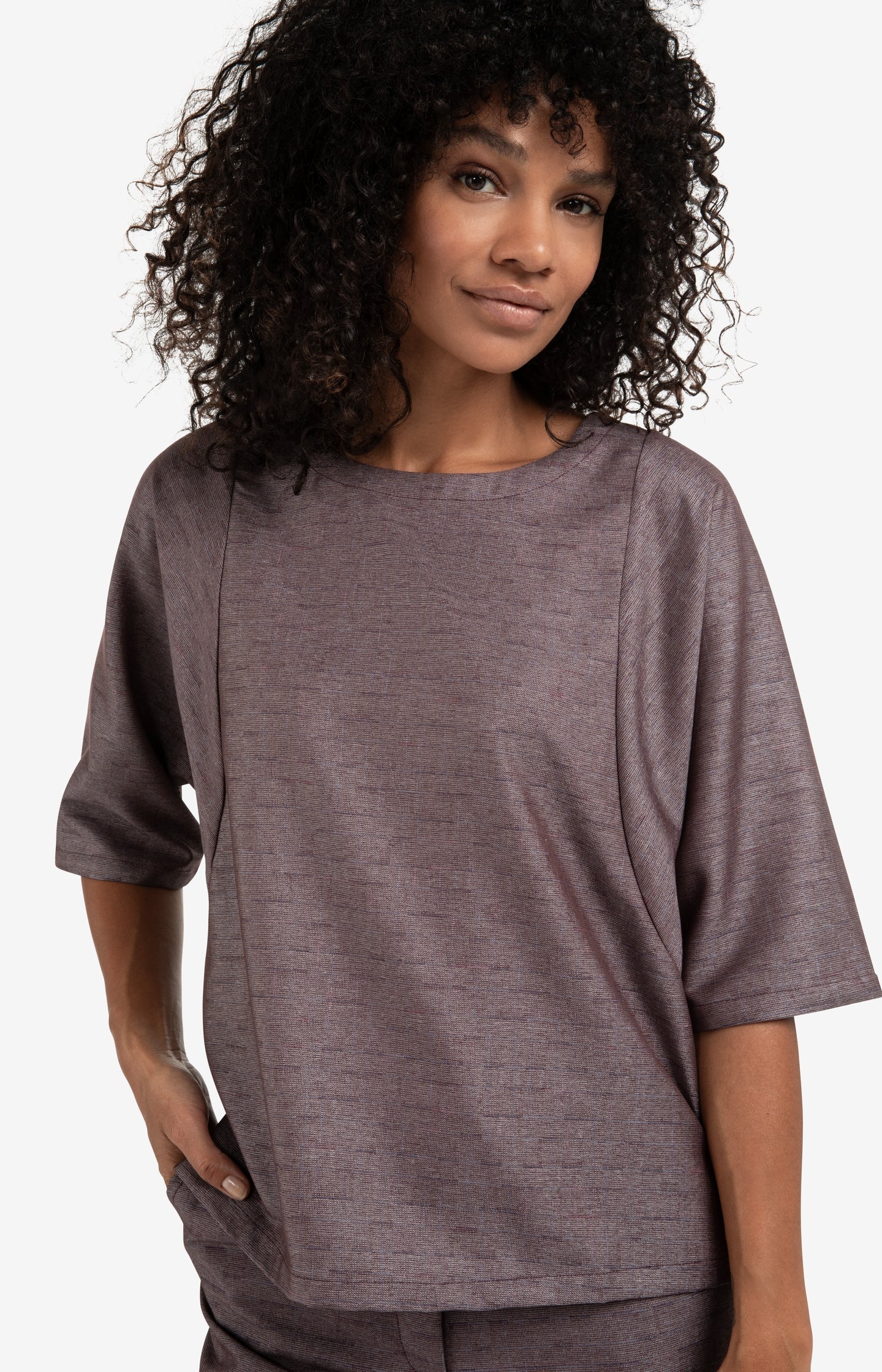 Woven T-shirt with seam details