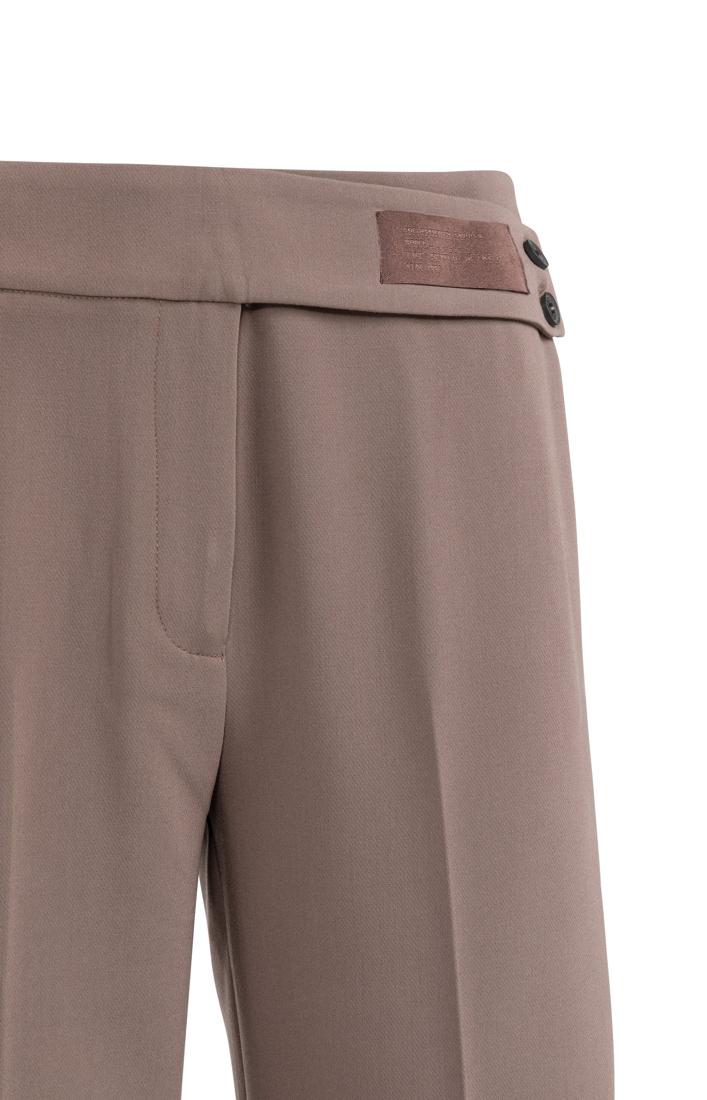 Woven trousers with asymmetrical waistband and straight fit