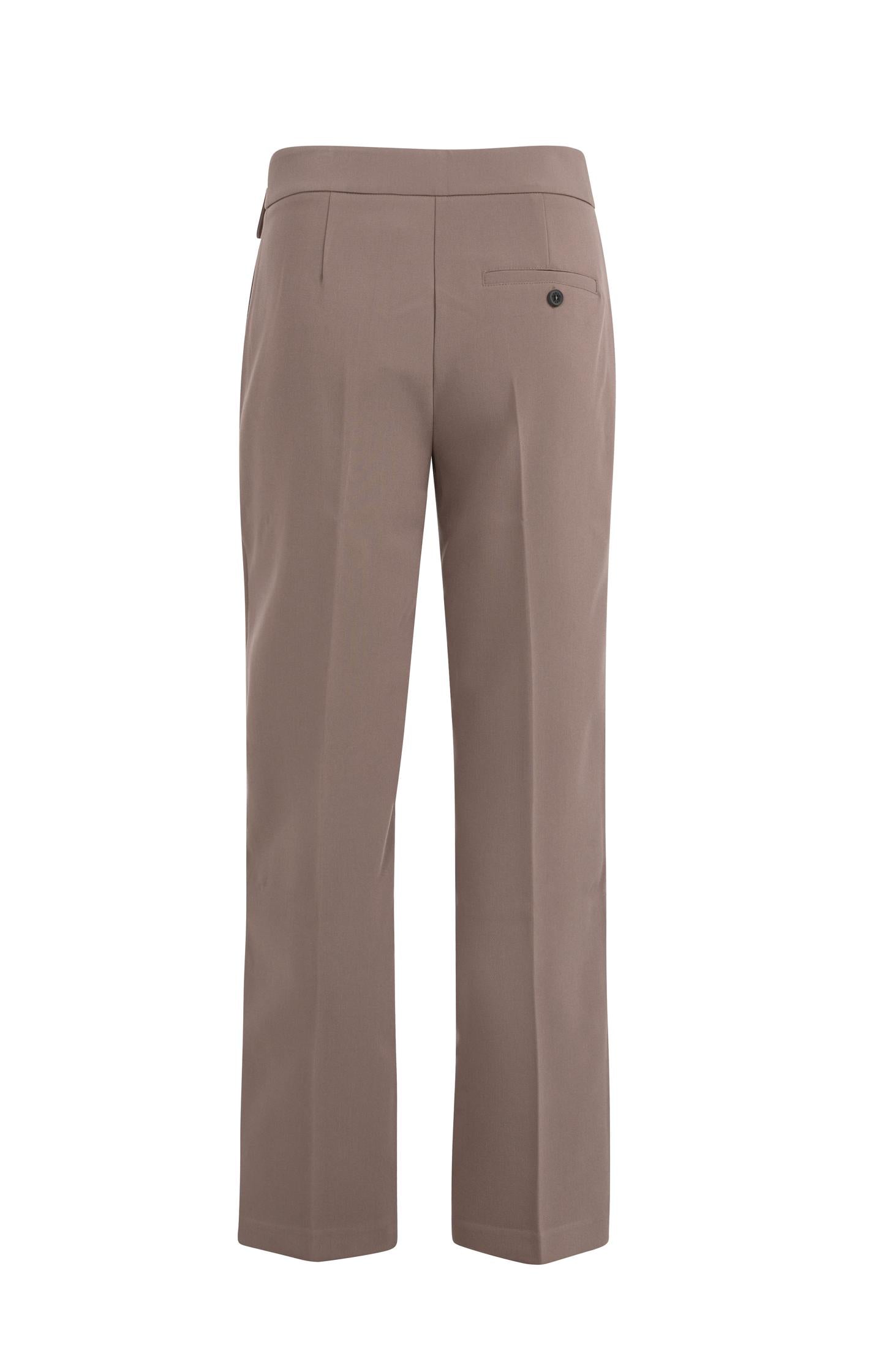 Woven trousers with asymmetrical waistband and straight fit