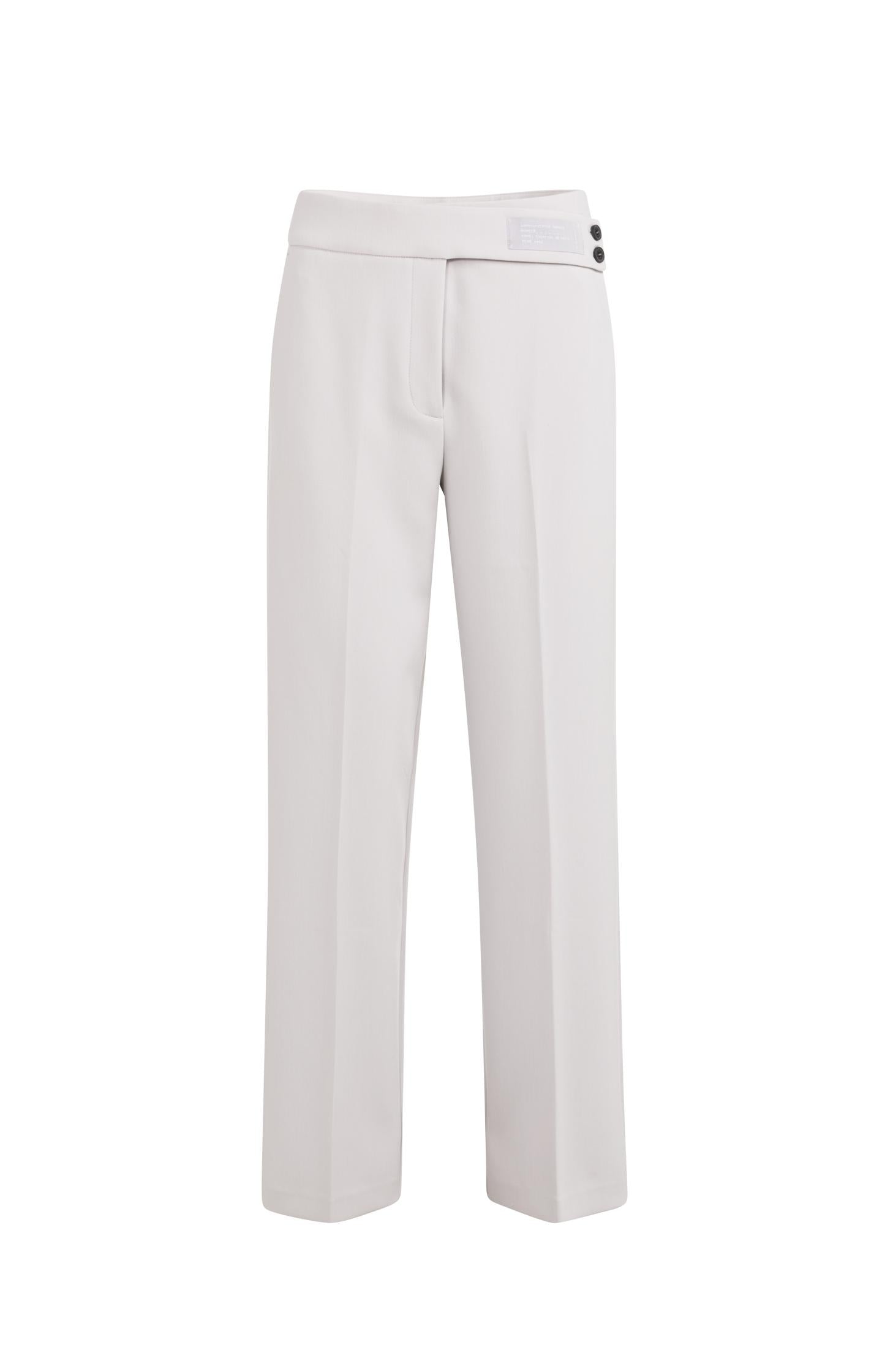 Woven trousers with asymmetrical waistband and straight fit - Type: product