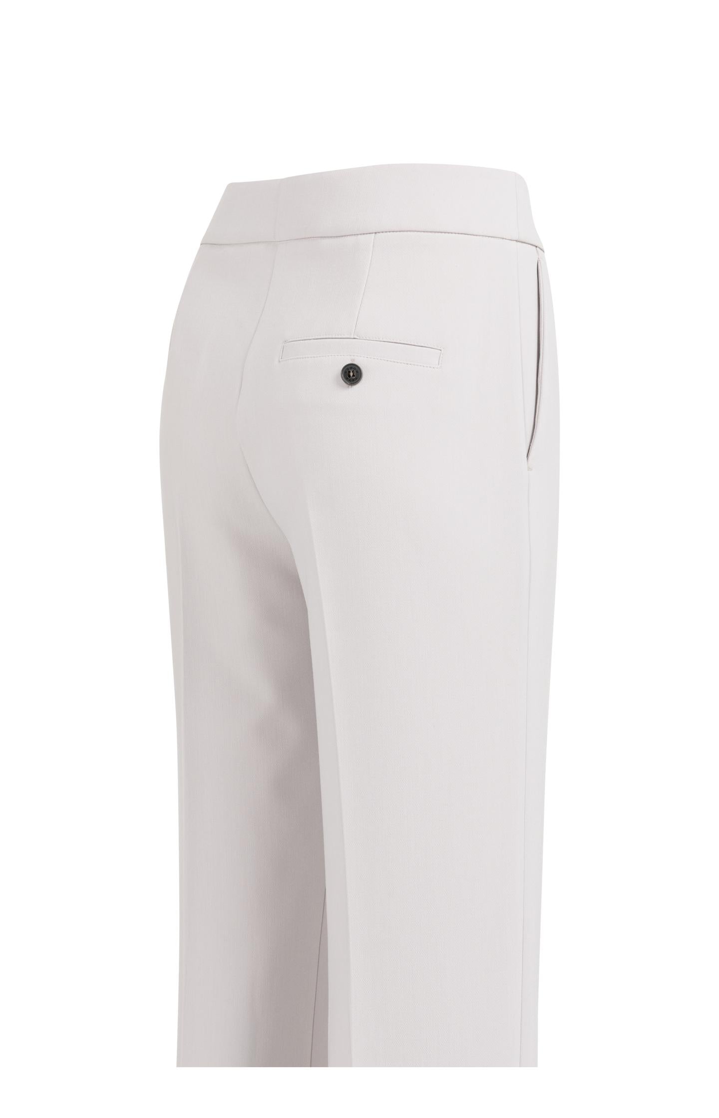 Woven trousers with asymmetrical waistband and straight fit
