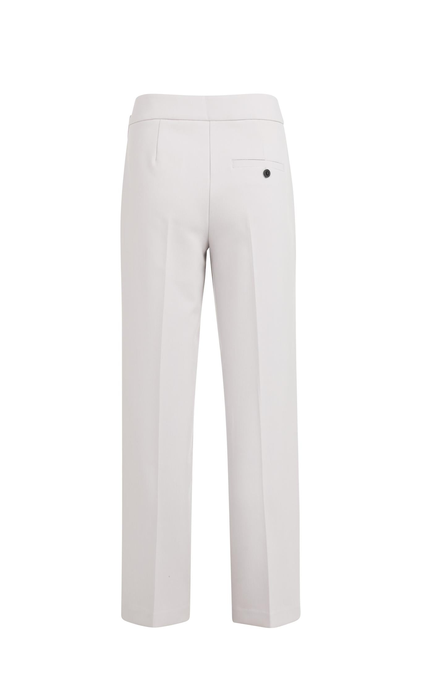 Woven trousers with asymmetrical waistband and straight fit