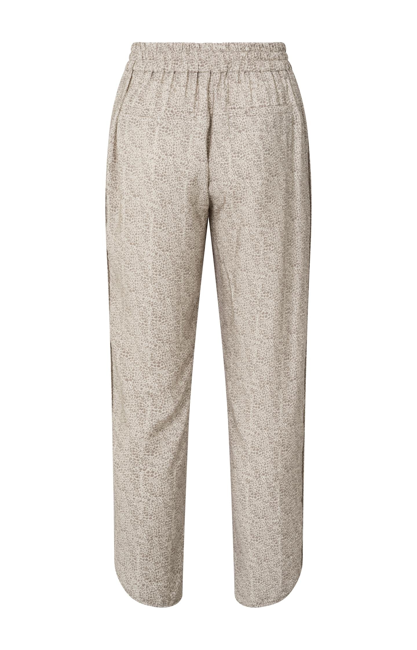 Woven trousers with elastic waist and animal print