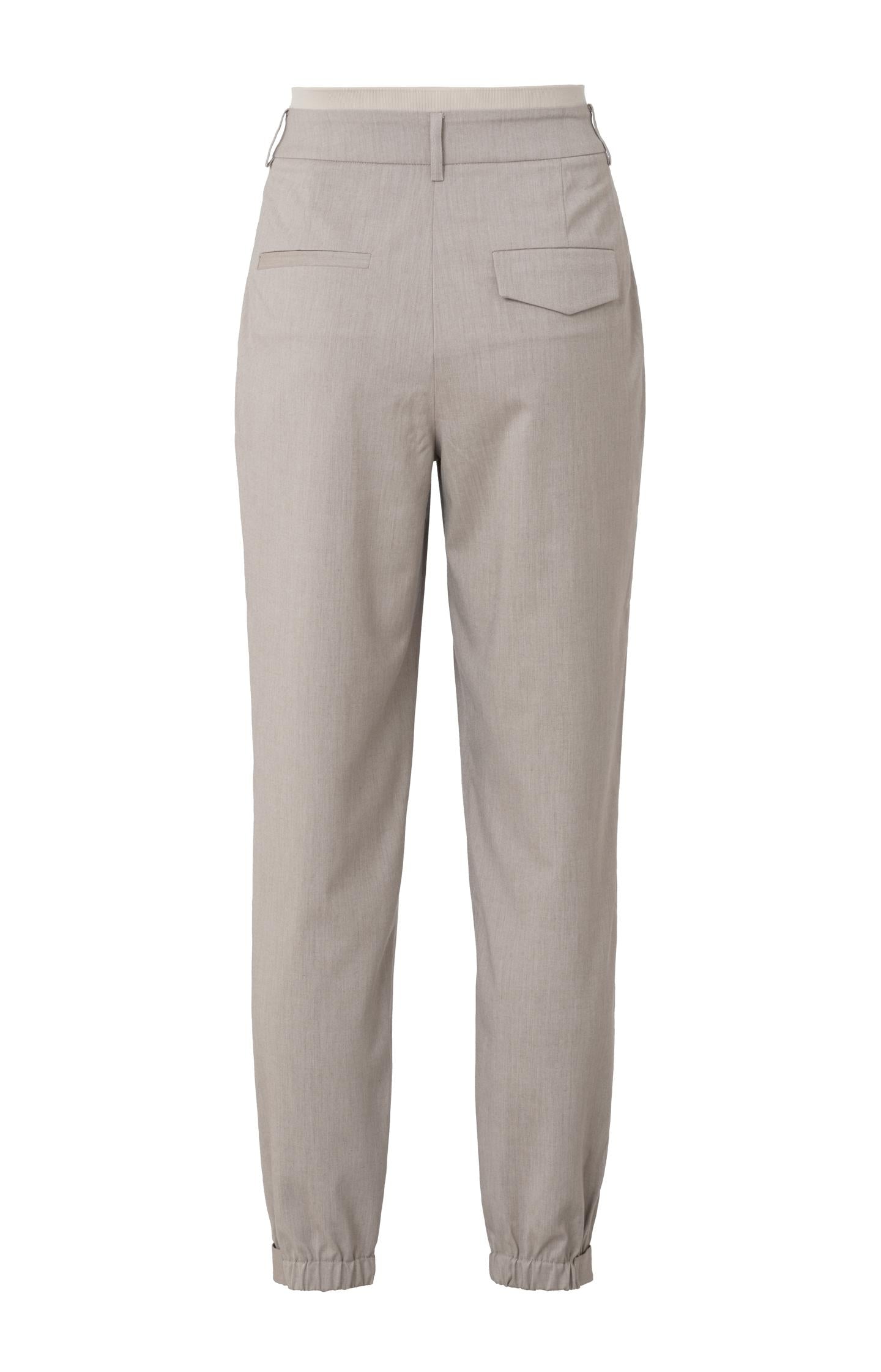 Woven trousers with elastic waist, side pockets and buttons