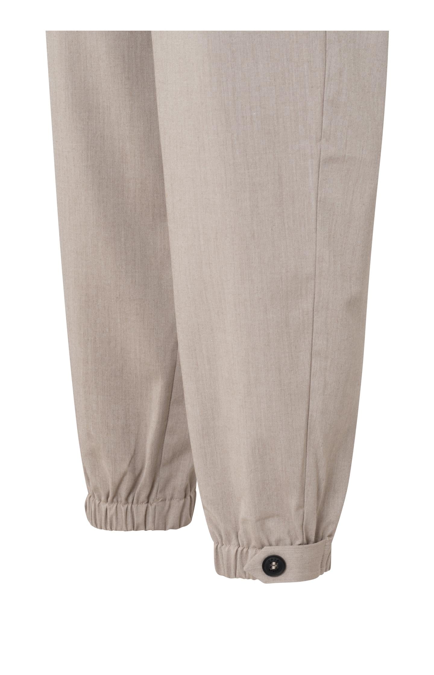 Woven trousers with elastic waist, side pockets and buttons