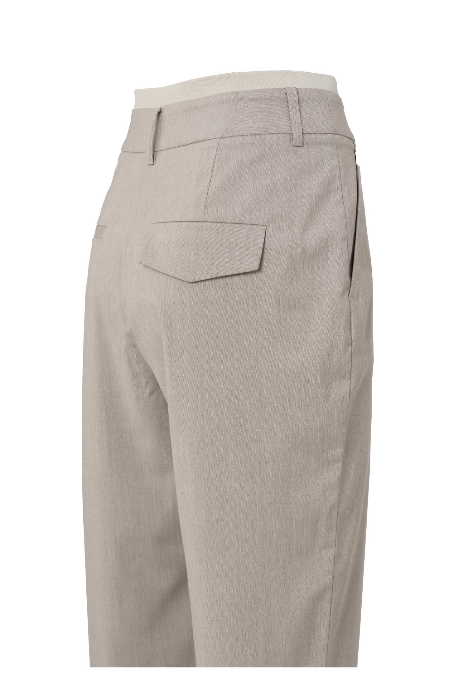 Woven trousers with elastic waist, side pockets and buttons