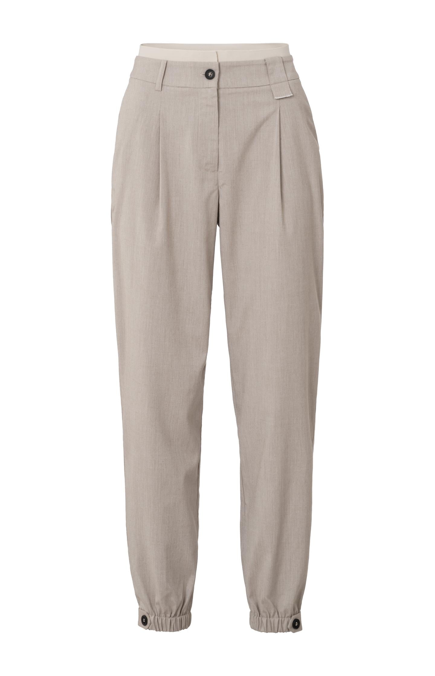 Woven trousers with elastic waist, side pockets and buttons - Type: product