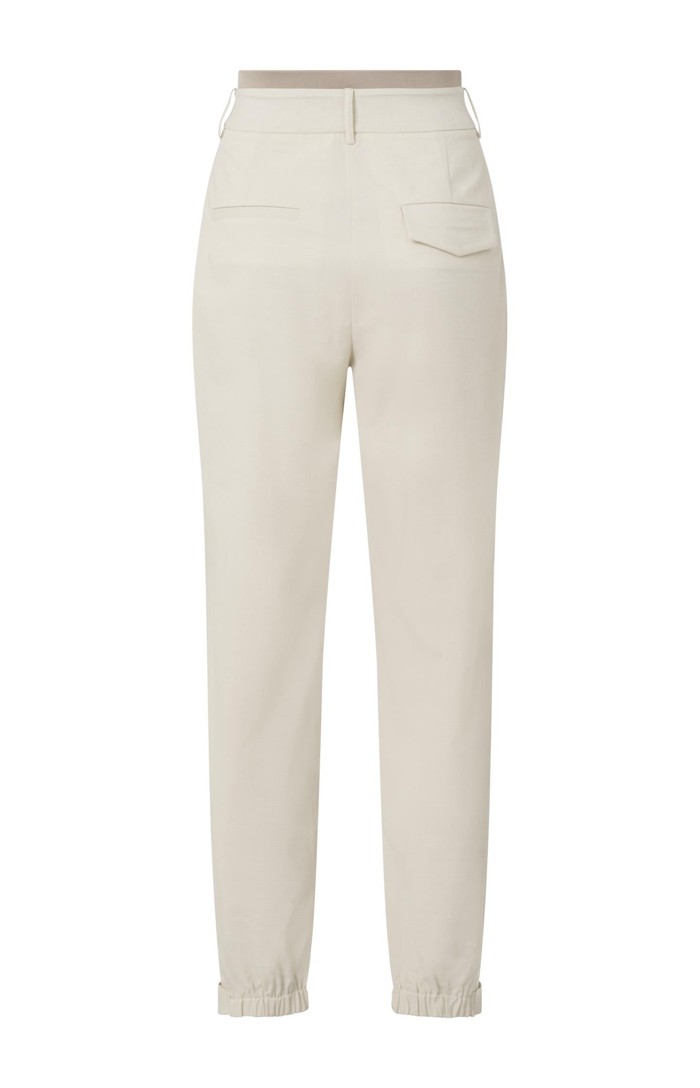 Woven trousers with elastic waist, side pockets and buttons