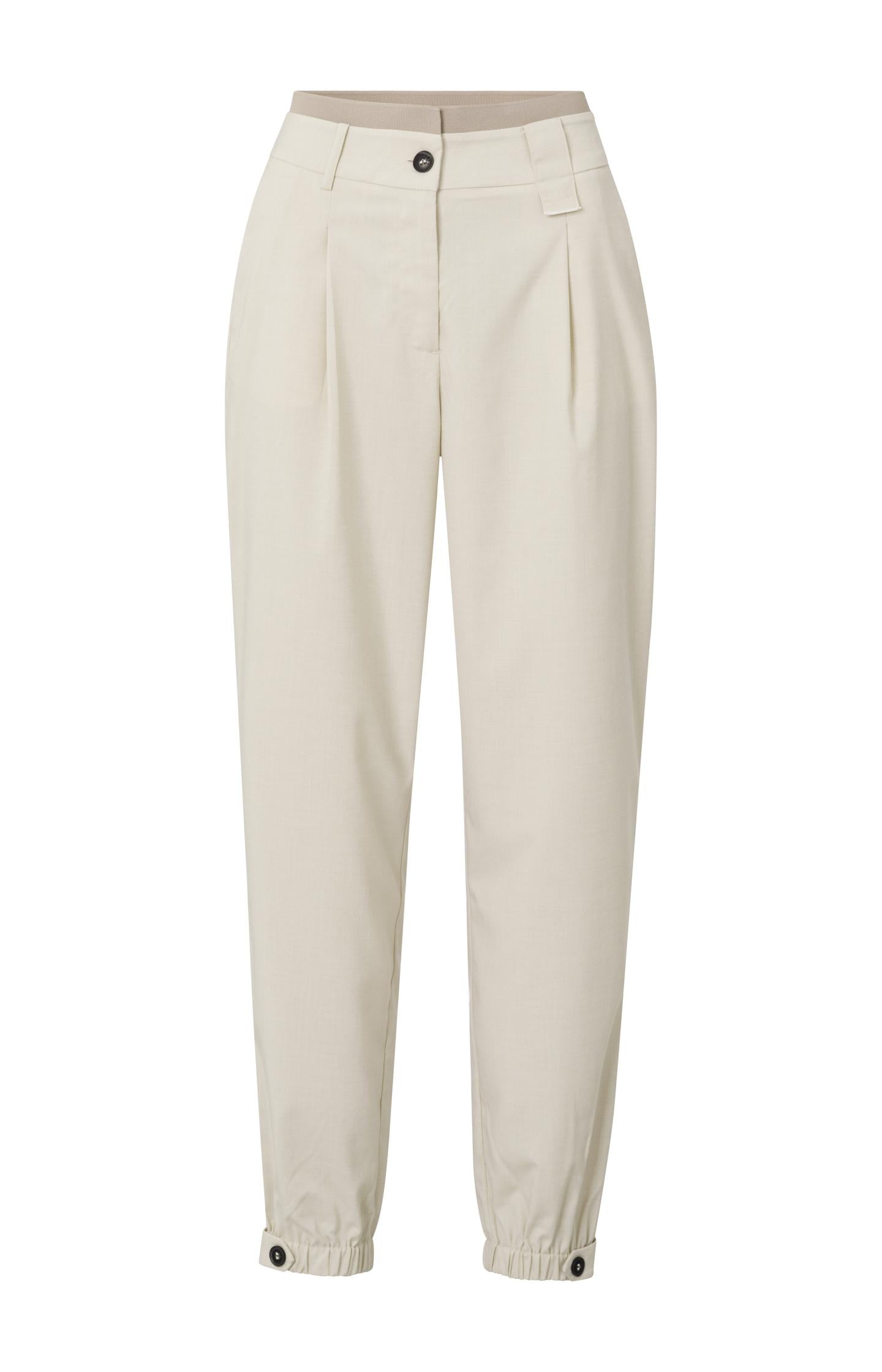 Woven trousers with elastic waist, side pockets and buttons - Type: product