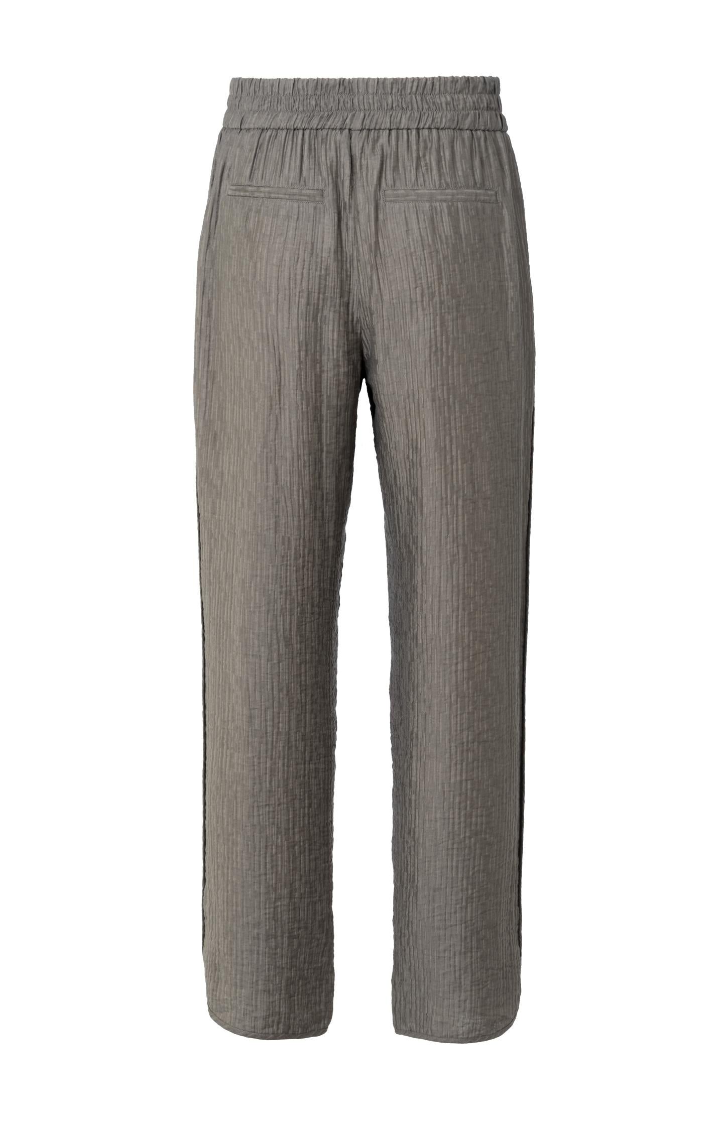 Woven trousers with side pockets and elastic waist