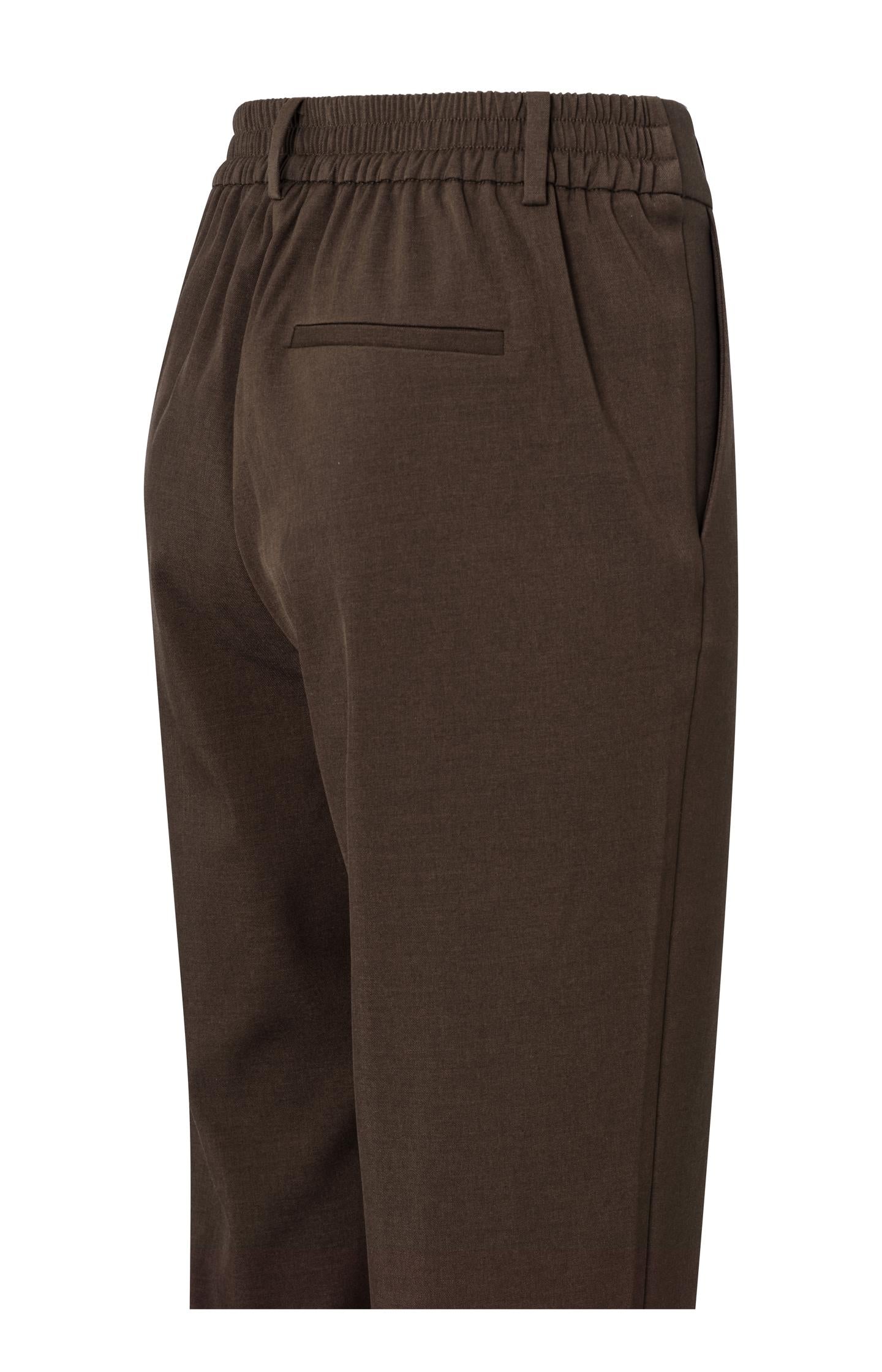 Woven trousers with straight legs and elastic waistband