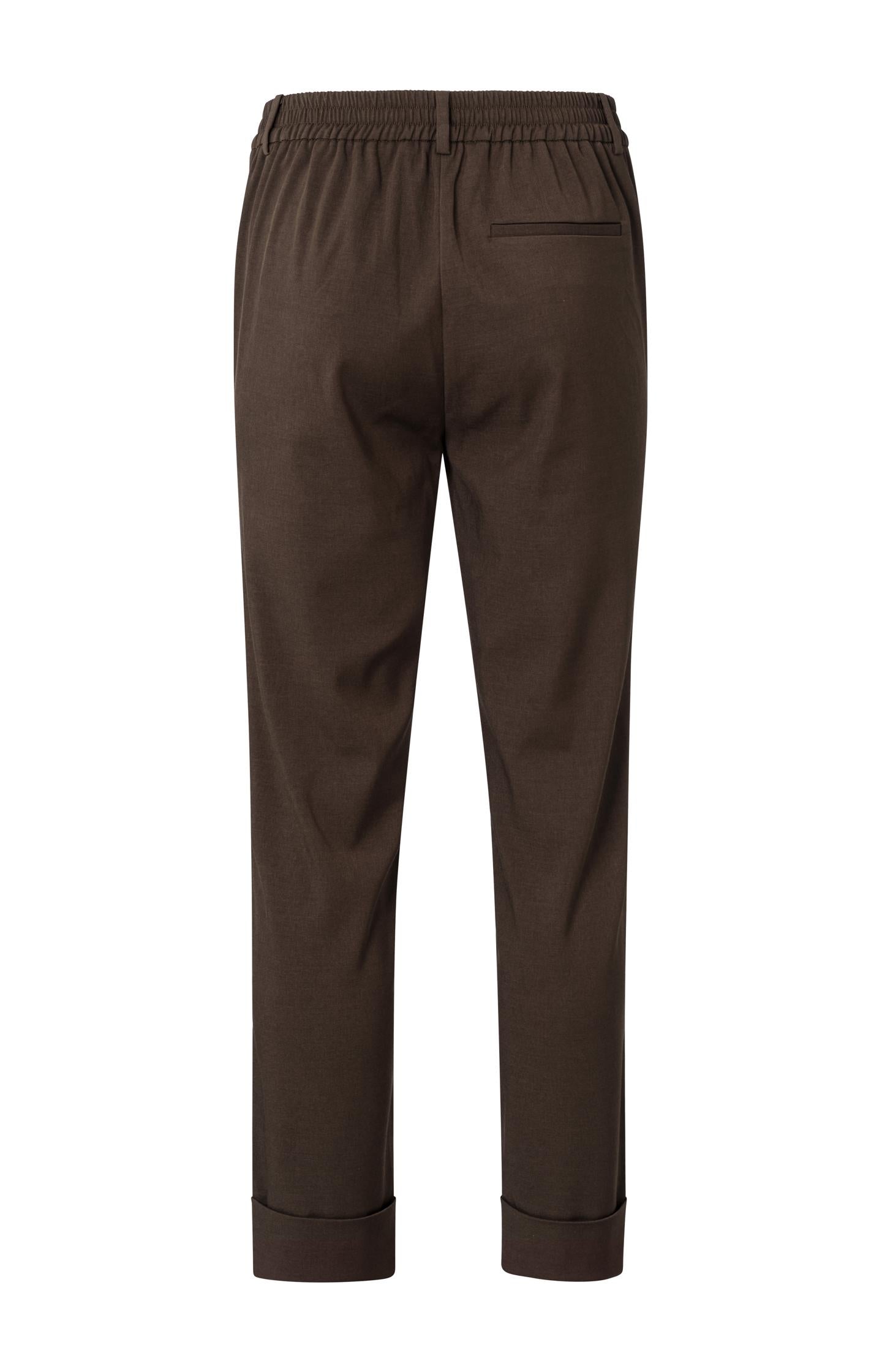 Woven trousers with straight legs and elastic waistband