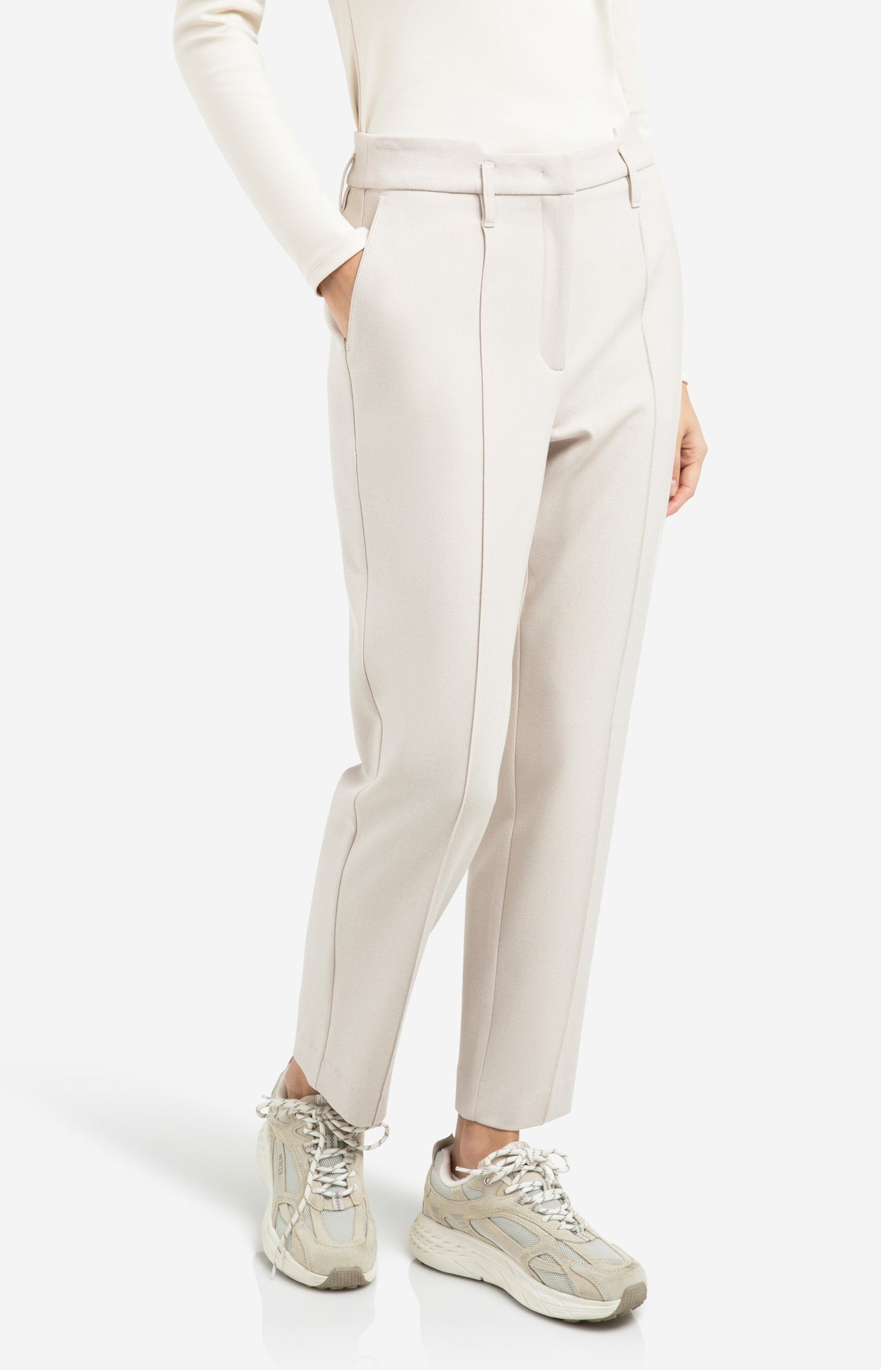 Woven trousers with straight legs and waistband detail