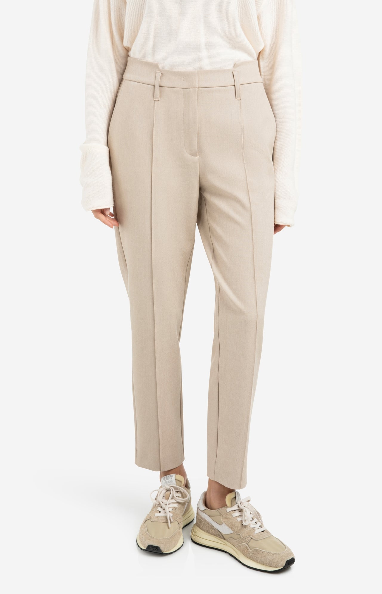 Woven trousers with straight legs and waistband detail