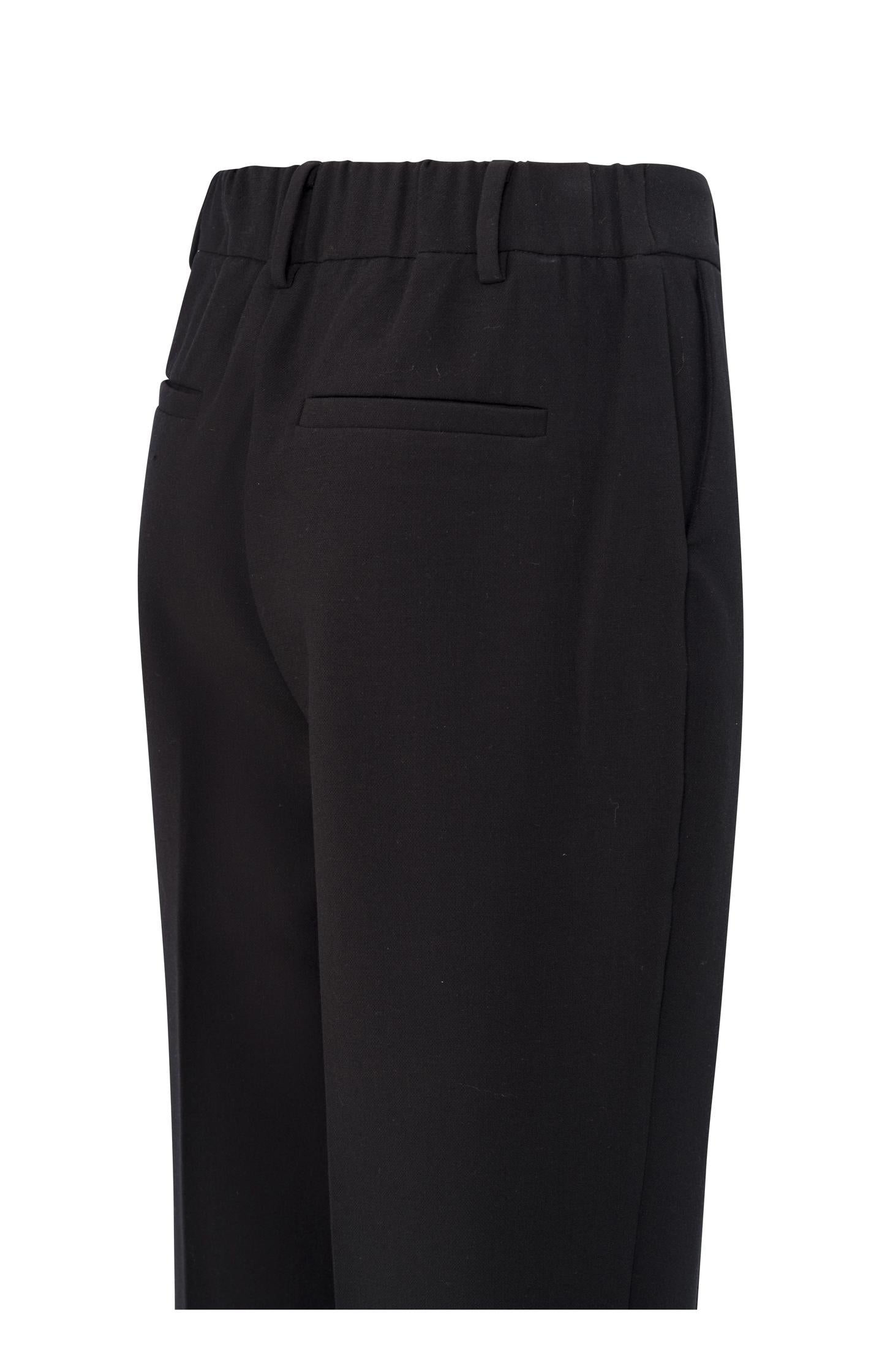 Woven trousers with wide leg, pockets and elastic waist