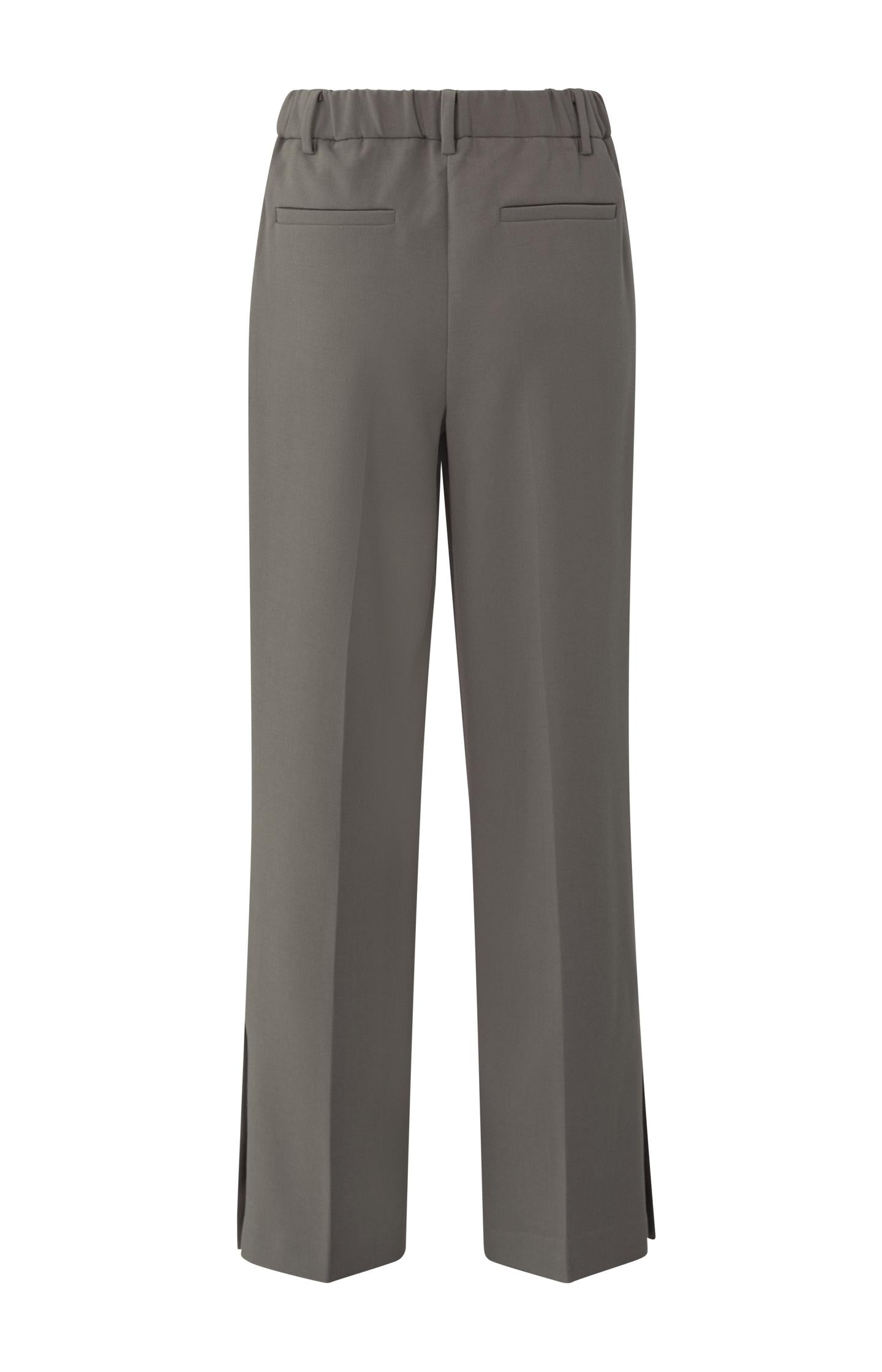 Woven trousers with wide leg, pockets and elastic waist