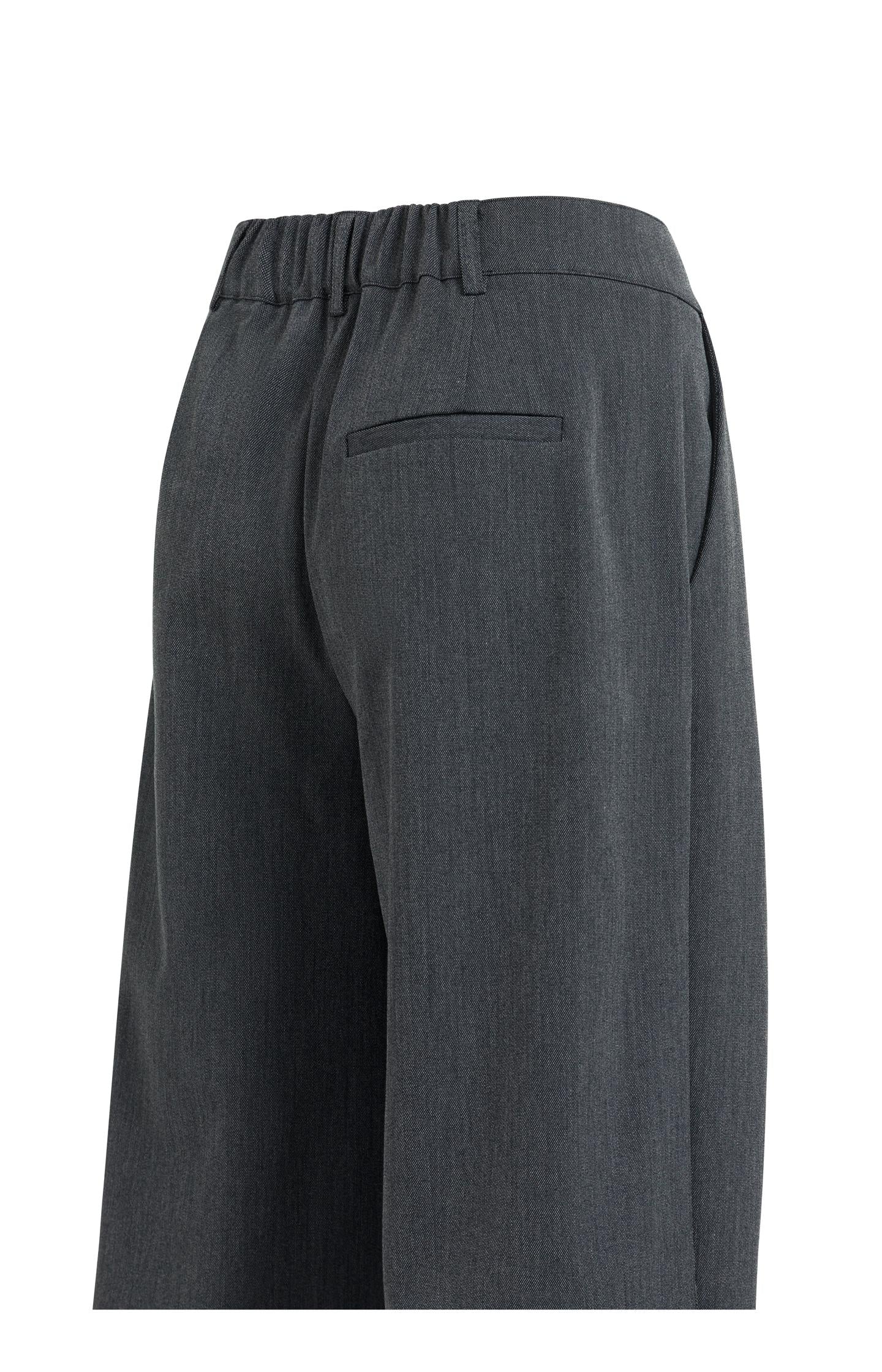Woven trousers with wide legs and asymmetrical closure