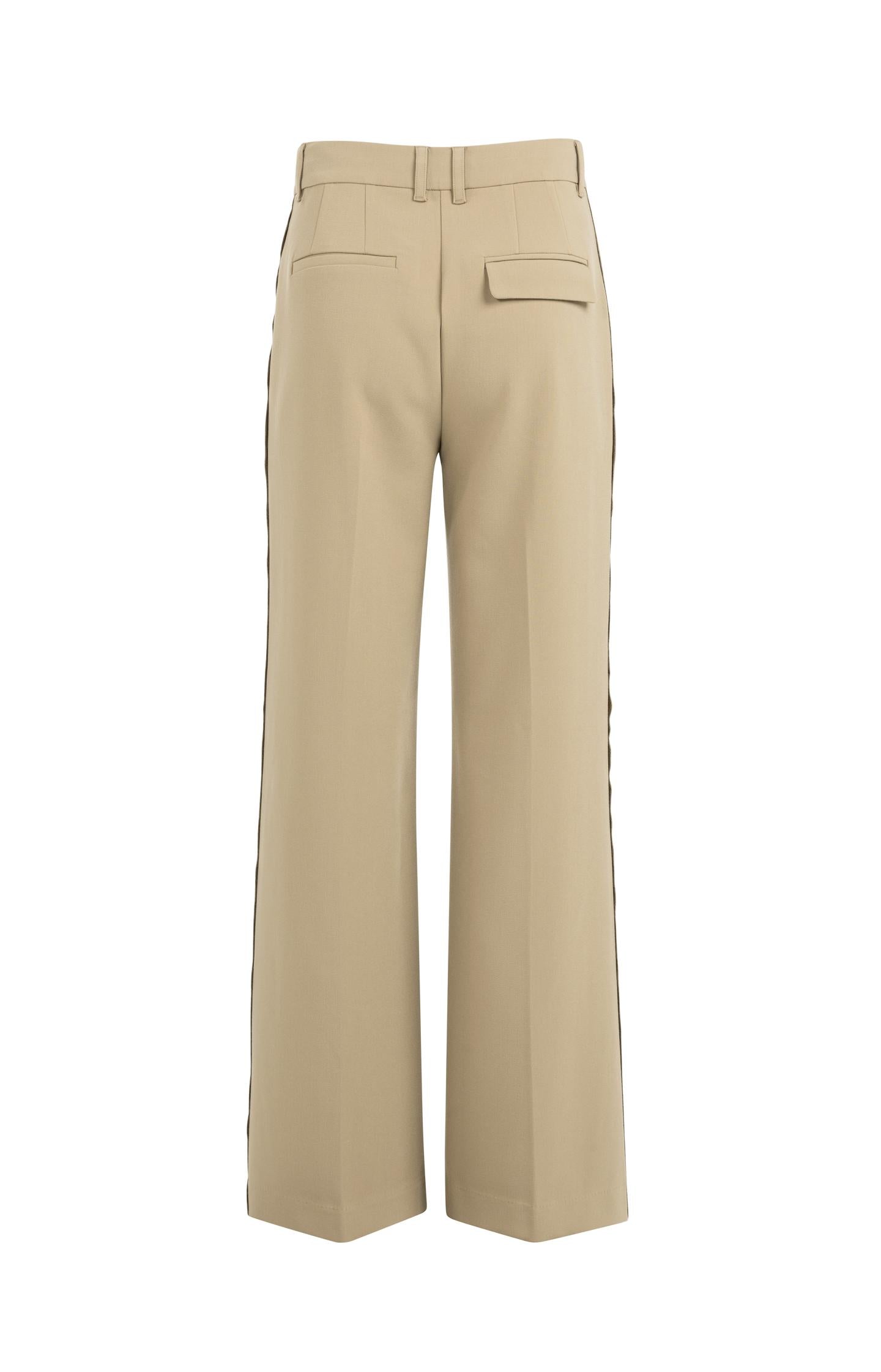 Woven trousers with wide legs and stitched details - Brown