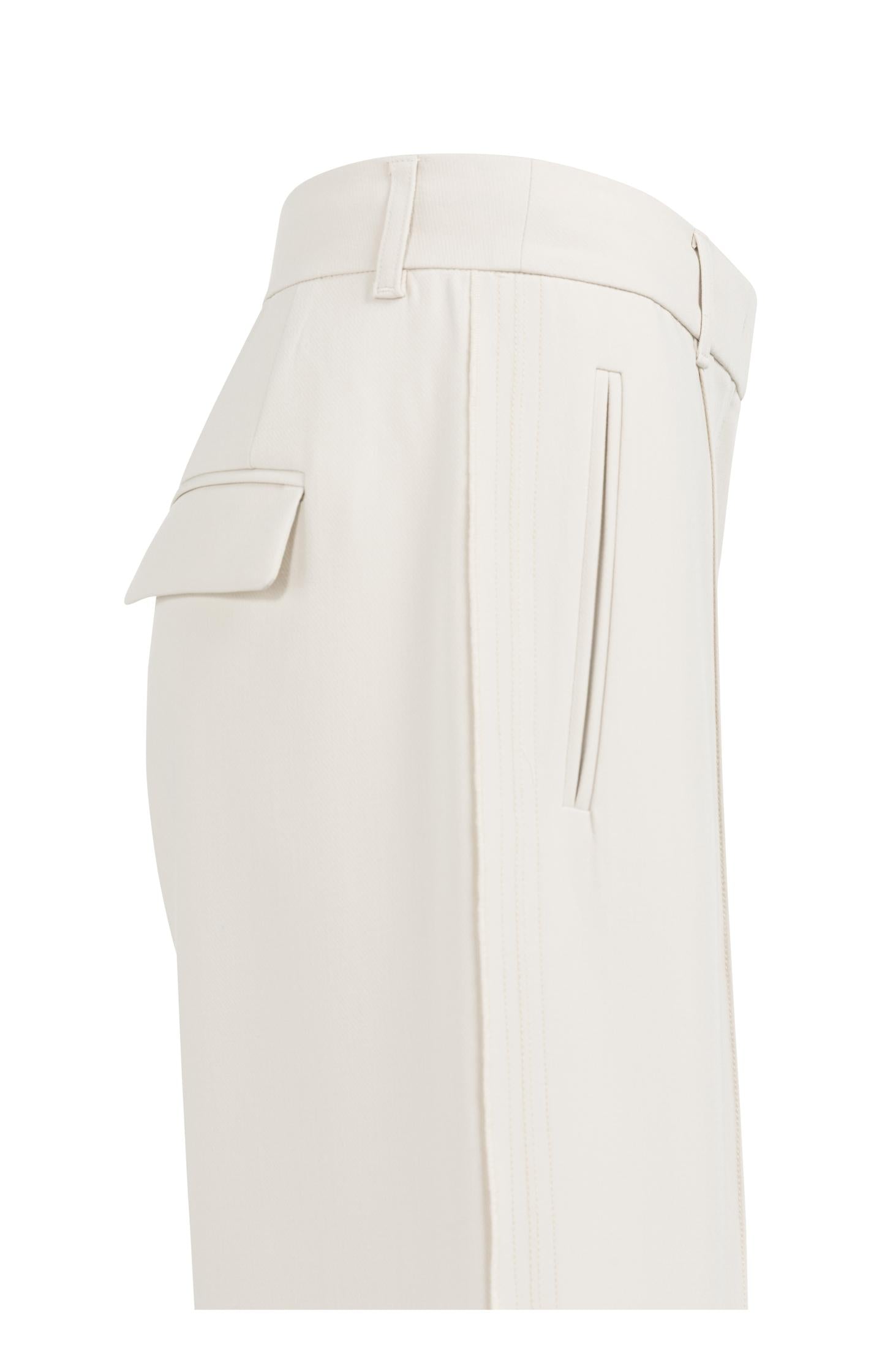 Woven trousers with wide legs and stitched details - Beige