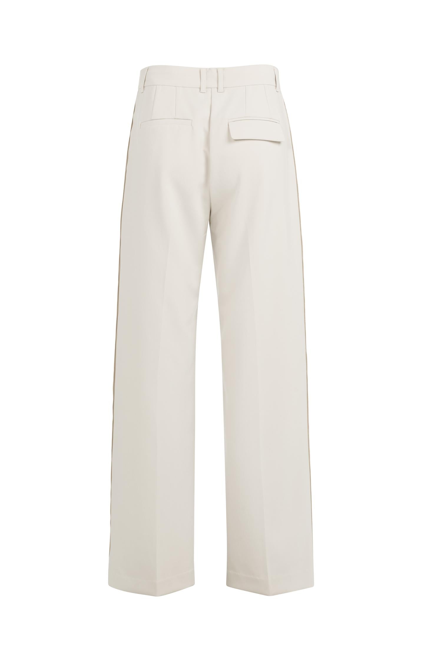 Woven trousers with wide legs and stitched details - Beige