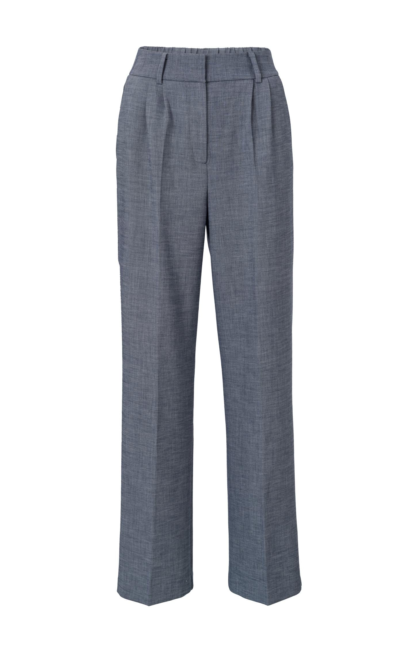 Woven trousers with wide legs, pockets and pleat details - Type: product