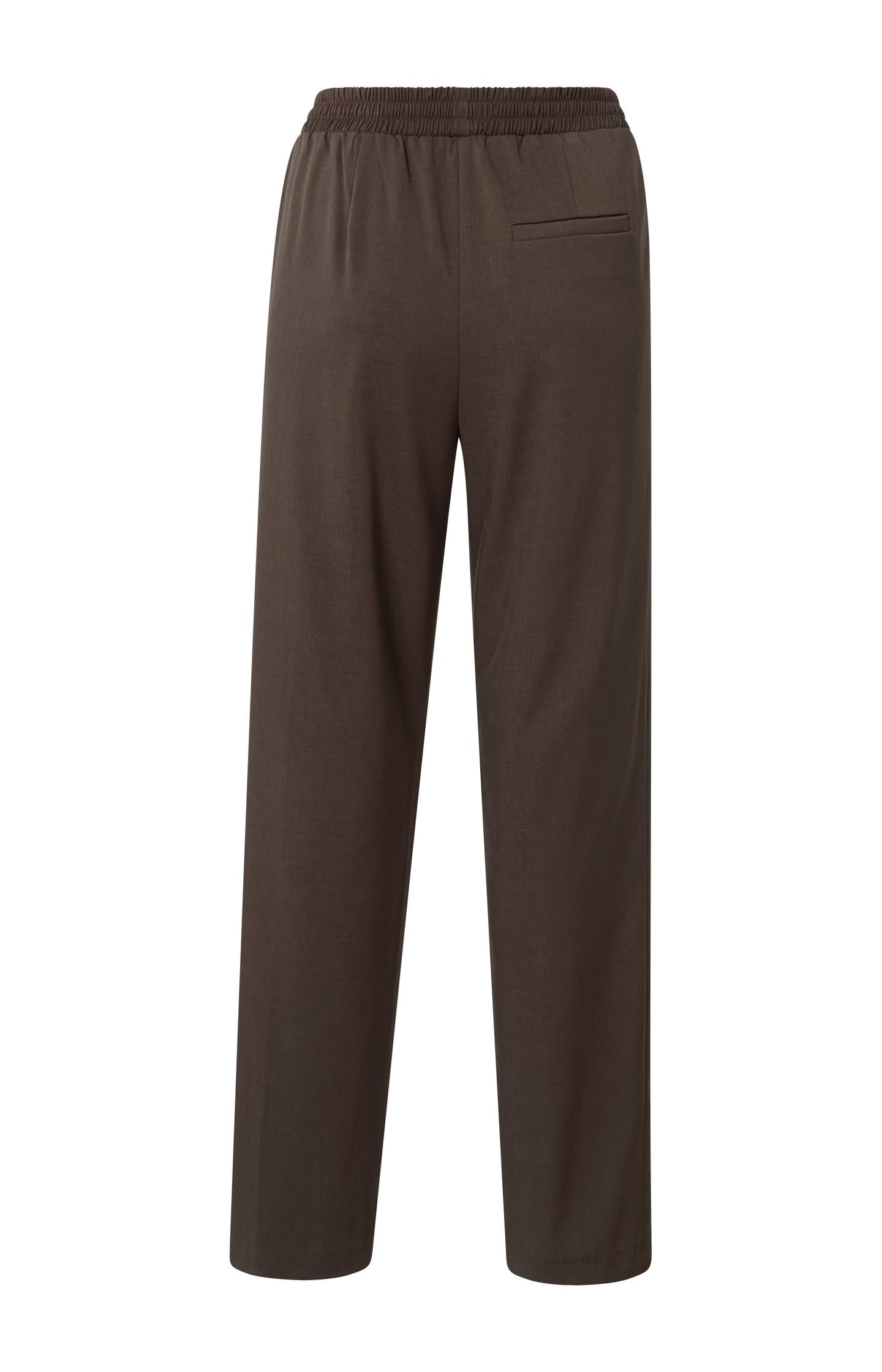 Woven trousers with wide legs, side slit and waistband