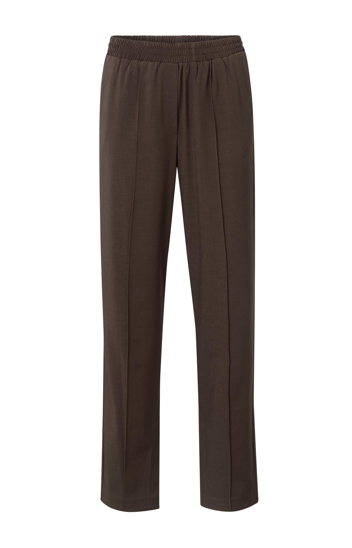 Woven trousers with wide legs, side slit and waistband - Type: product