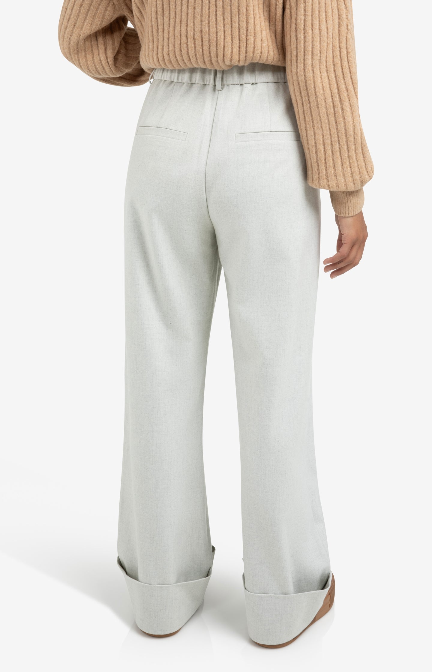 Woven wide leg trousers with belt