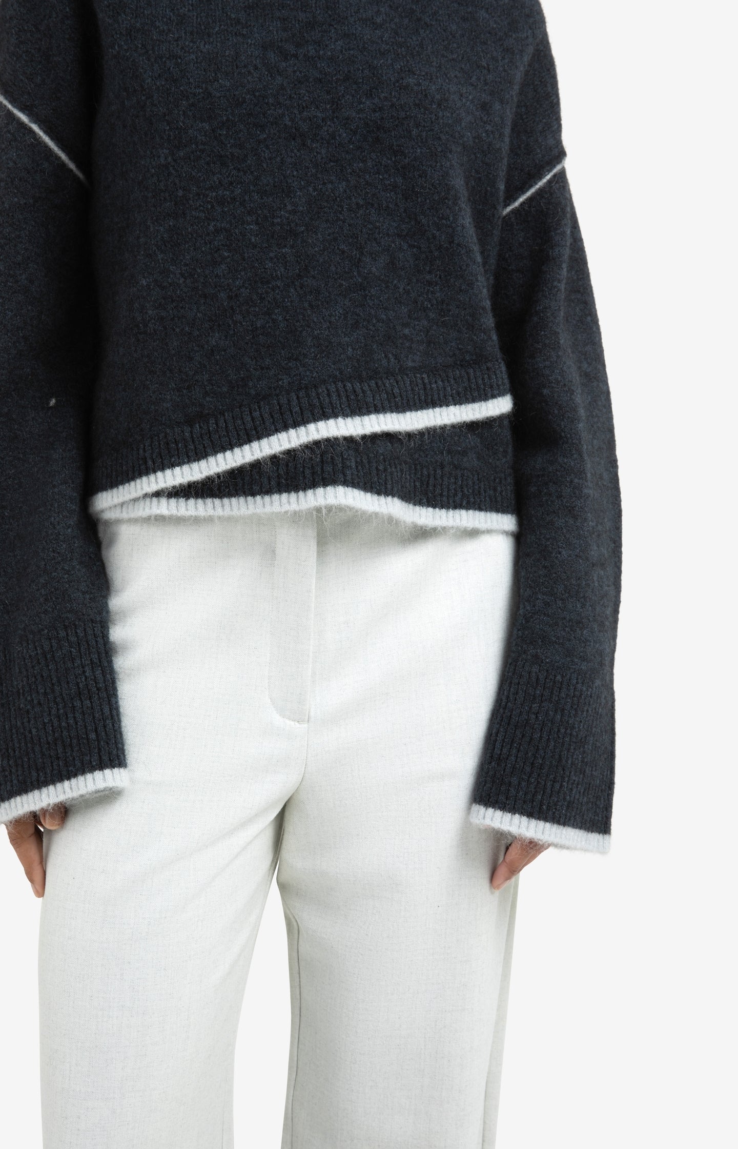 Woven wide leg trousers with belt