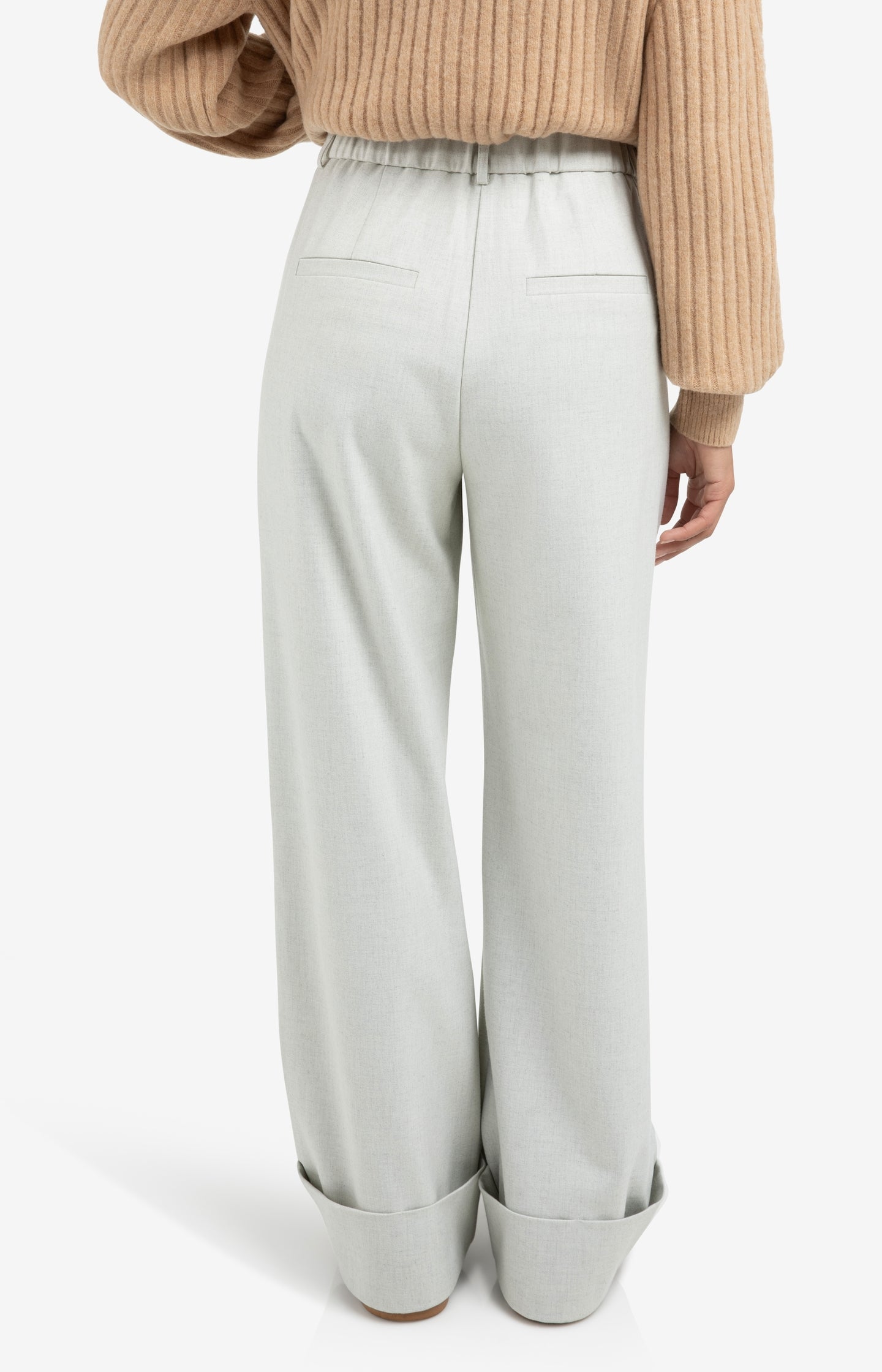 Woven wide leg trousers with belt